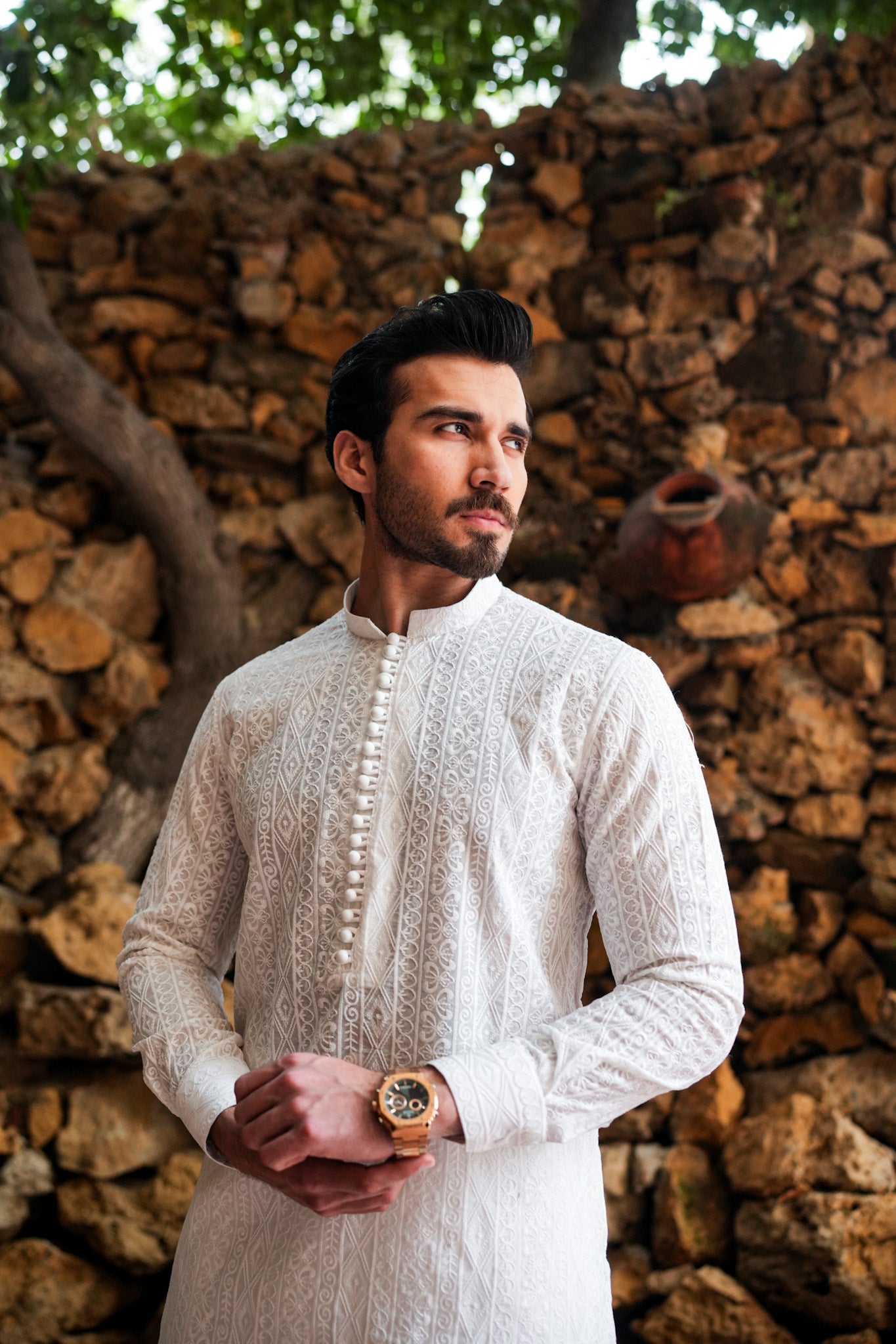 White Full Embroidered Kurta Pajama