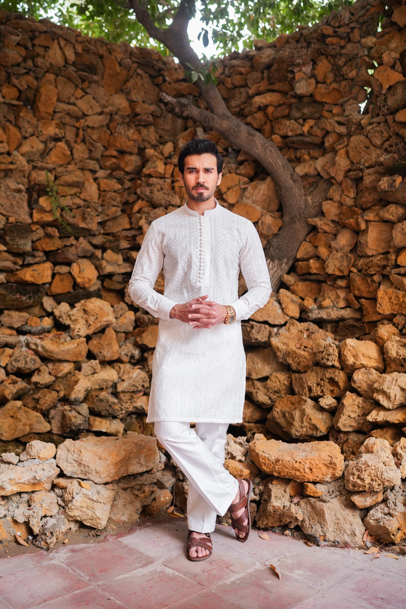 White Full Embroidered Kurta Pajama