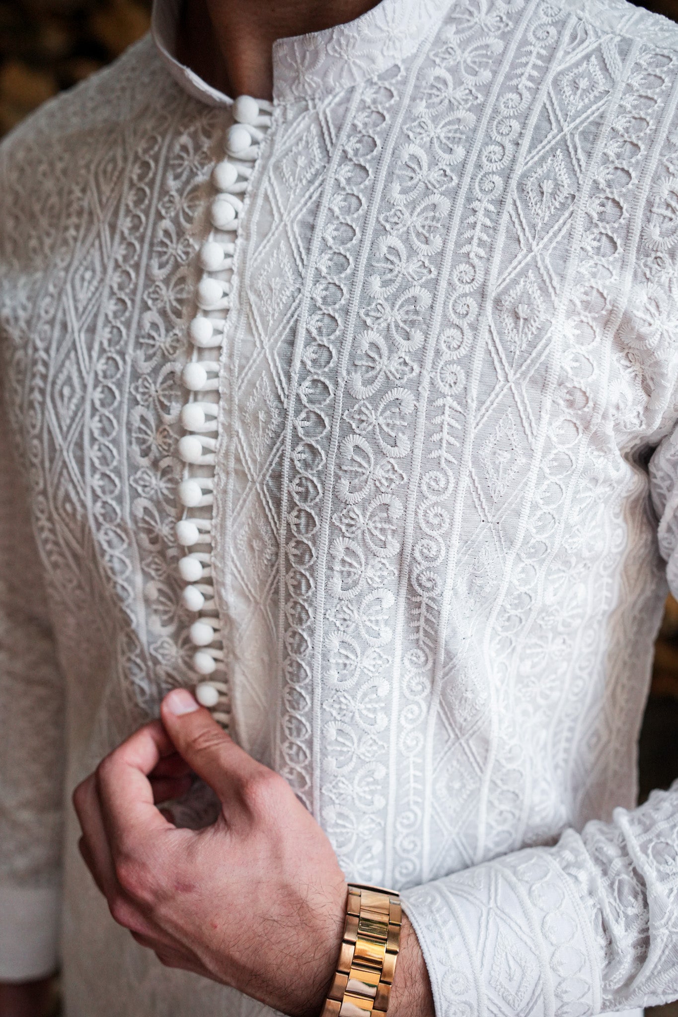 White Full Embroidered Kurta Pajama