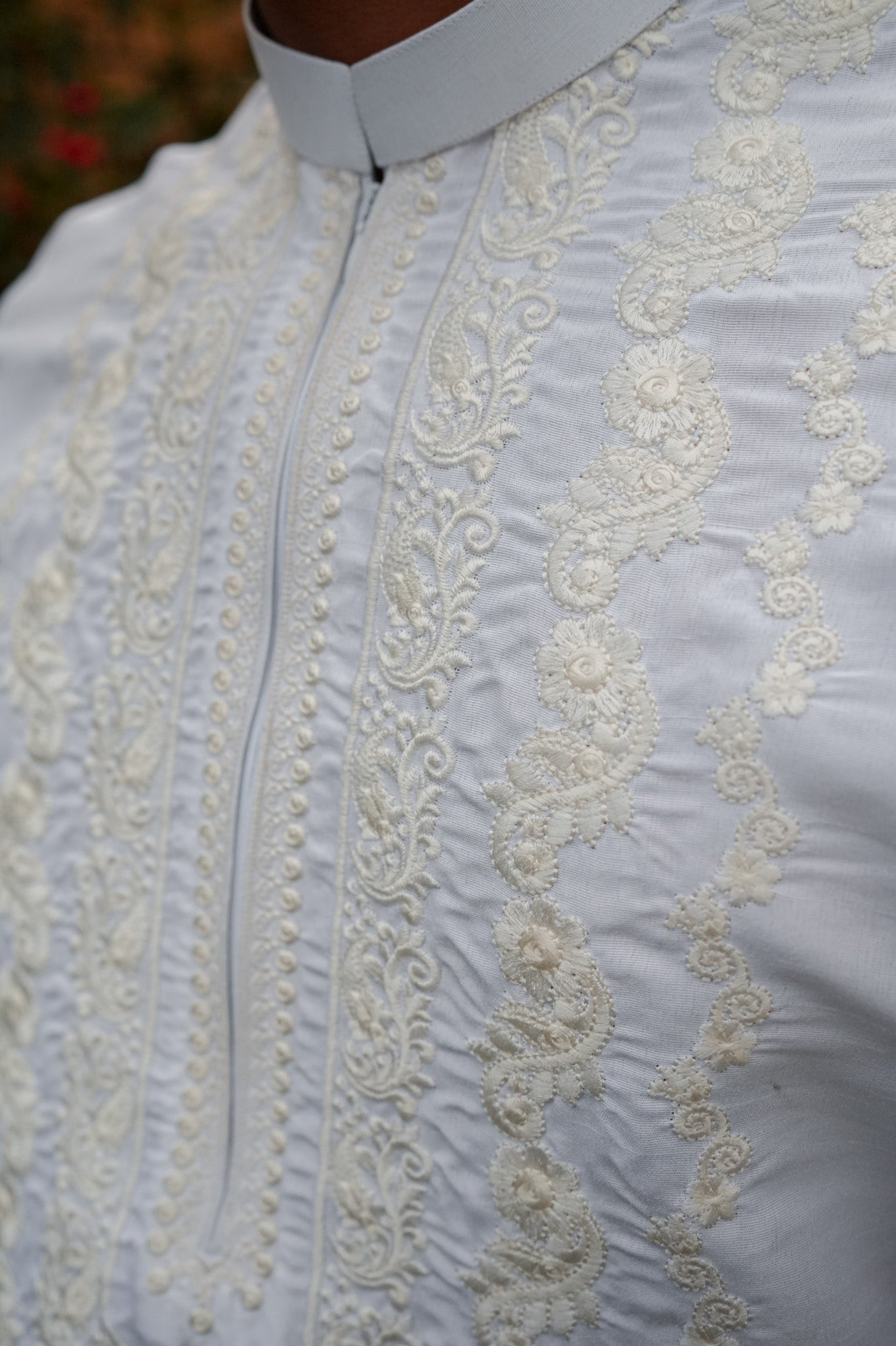 White Neck Embroidered Kurta Pajama