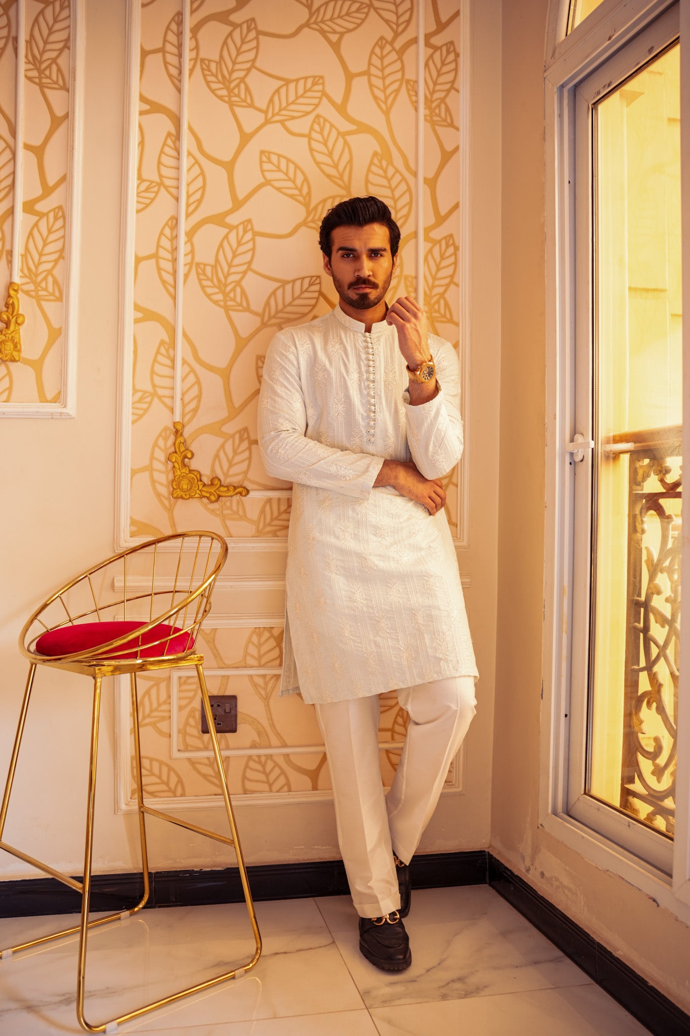 White Full Embroidered Kurta Pajama