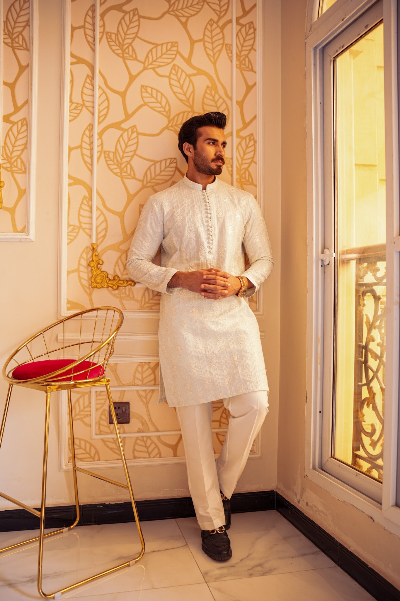 White Full Embroidered Kurta Pajama