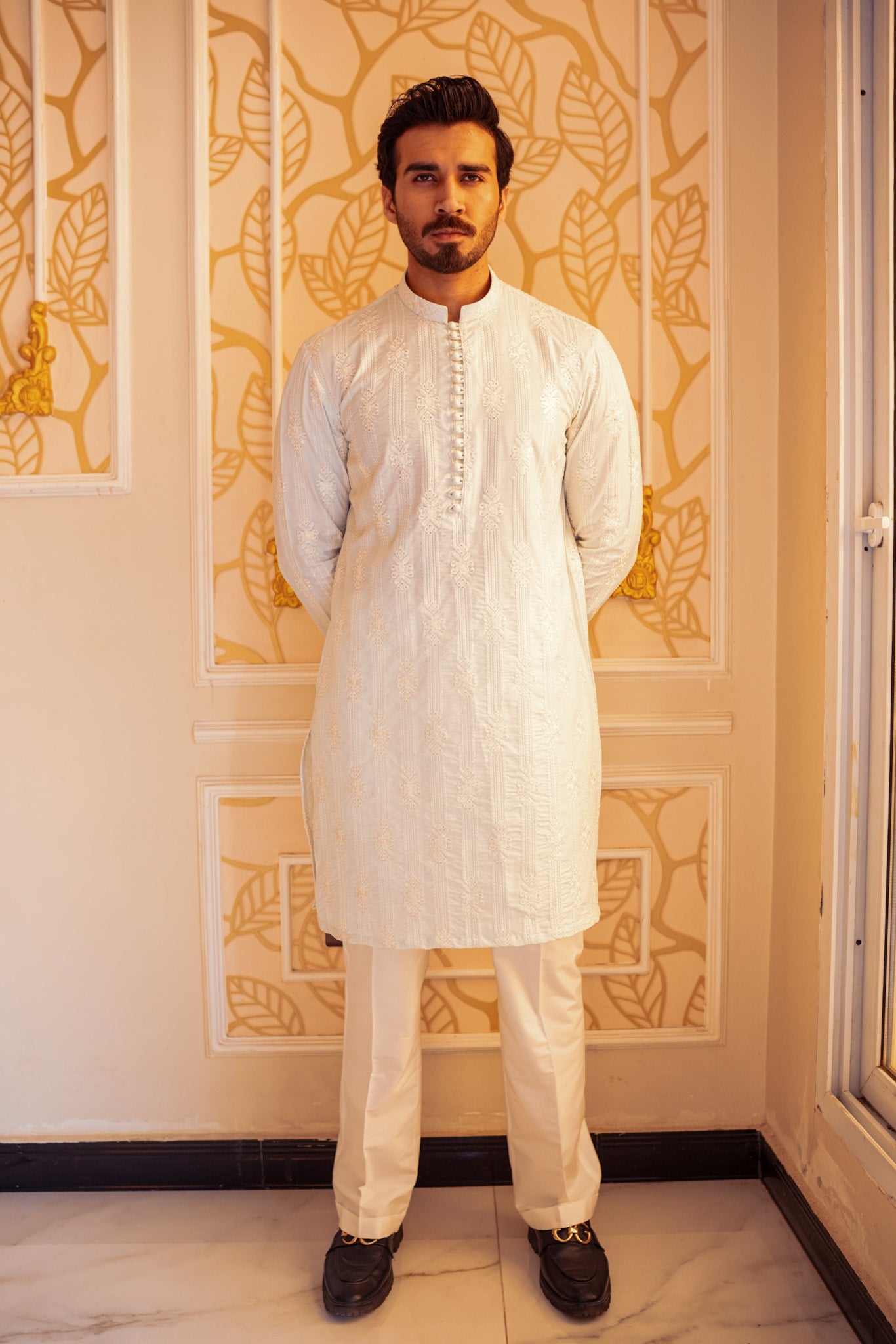 White Full Embroidered Kurta Pajama