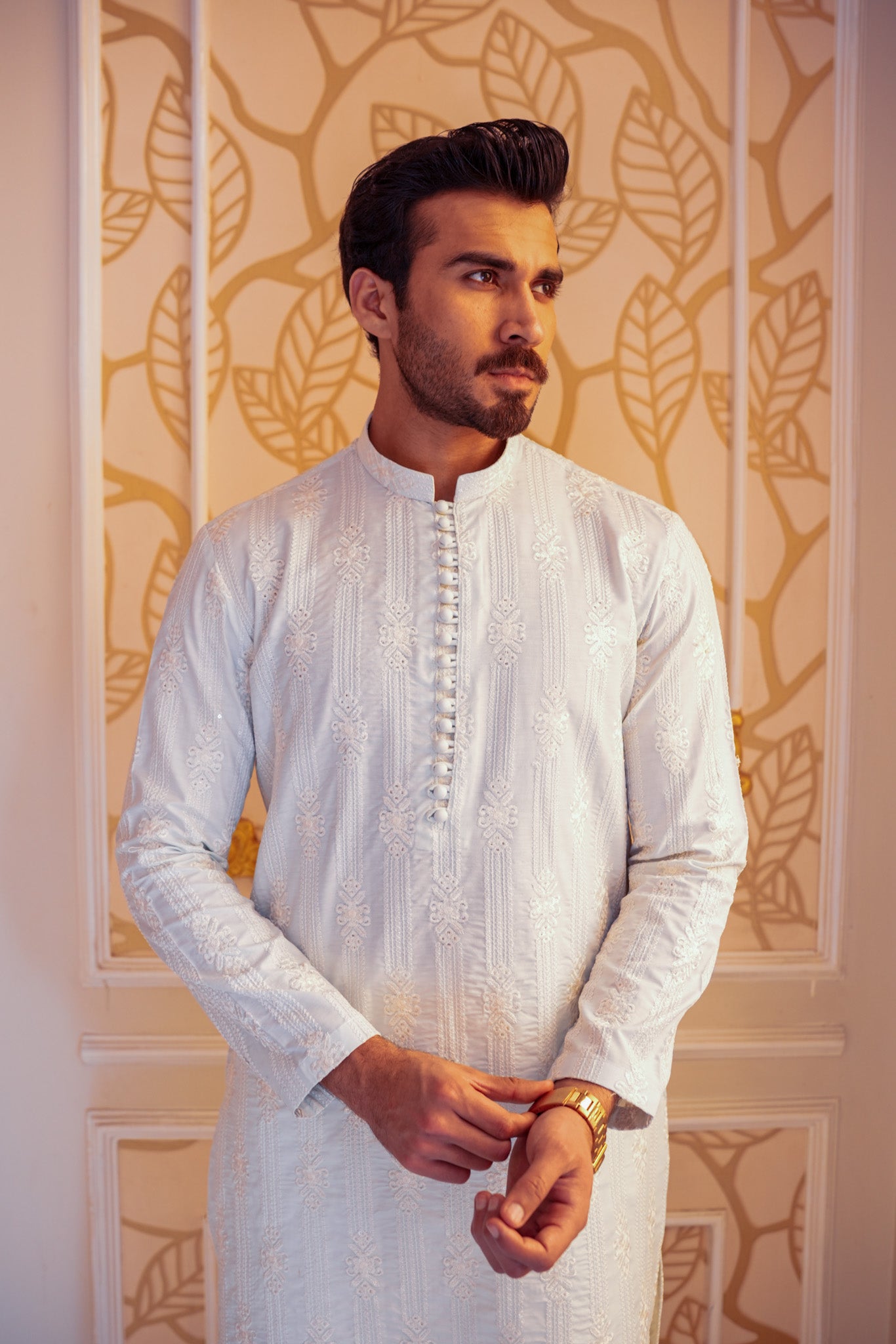 White Full Embroidered Kurta Pajama