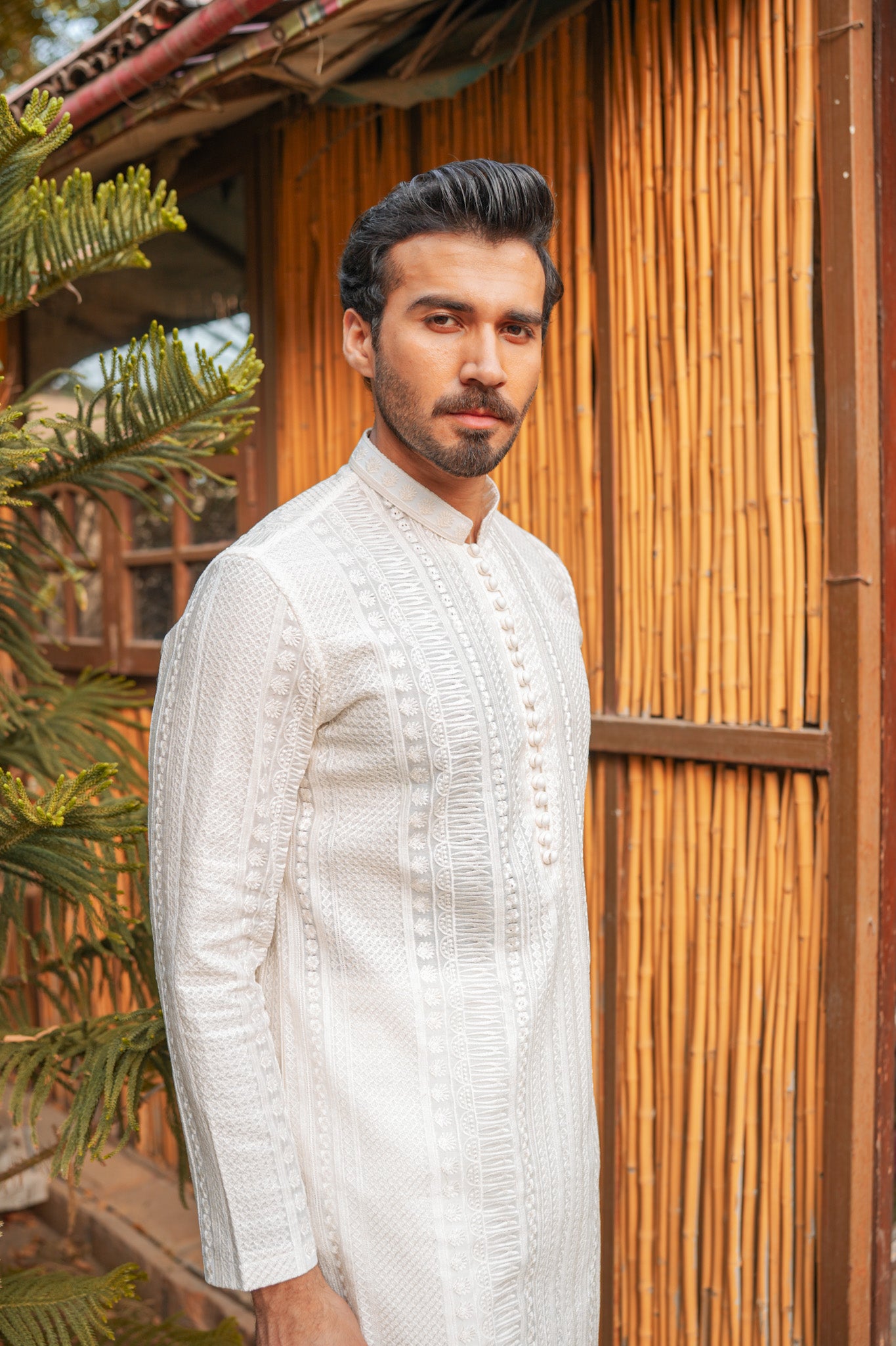 White Full Embroidered Kurta Pajama