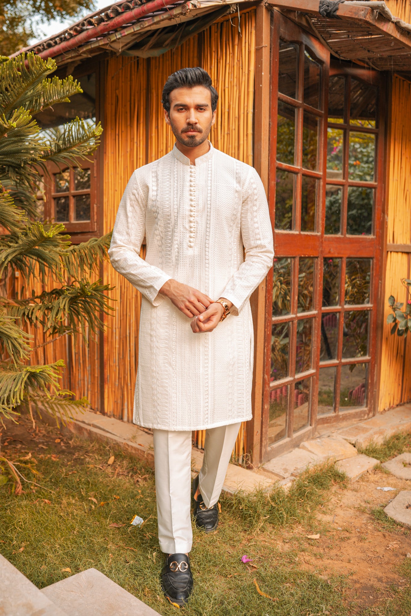 White Full Embroidered Kurta Pajama