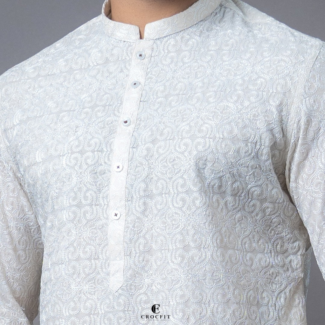 White Embroidered Kurta Pajama