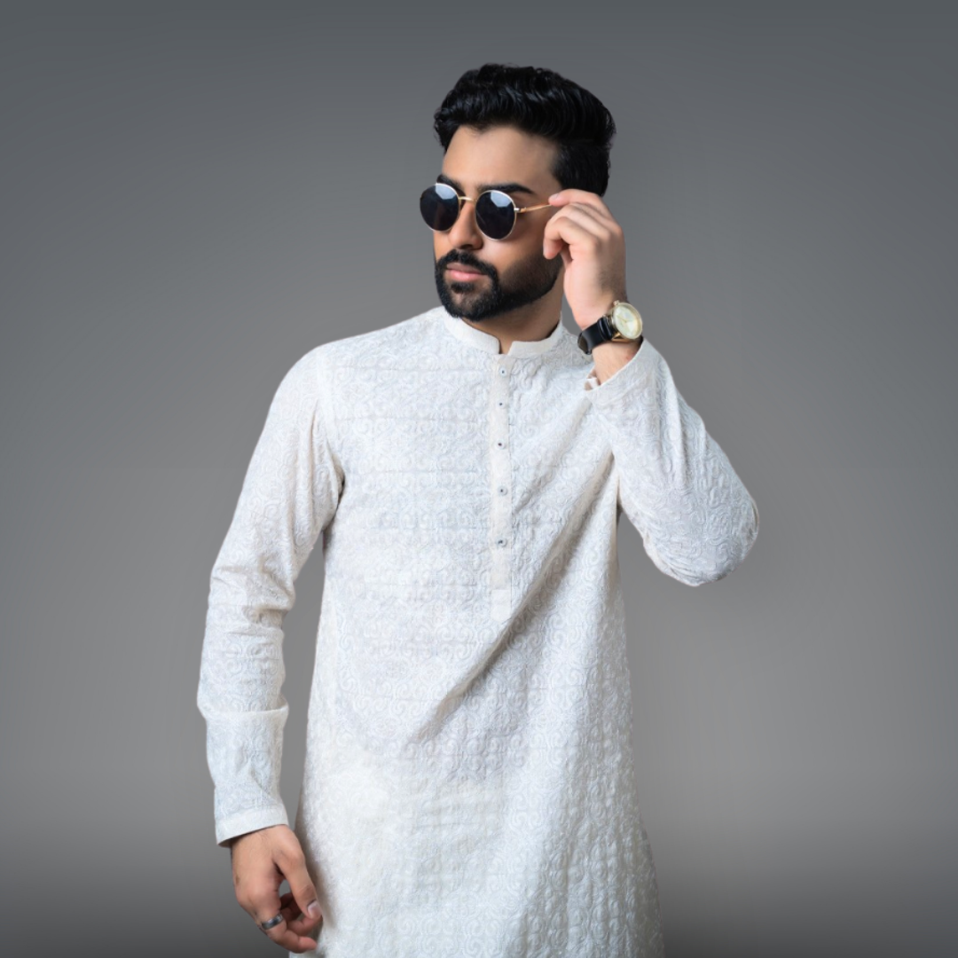 White Embroidered Kurta Pajama