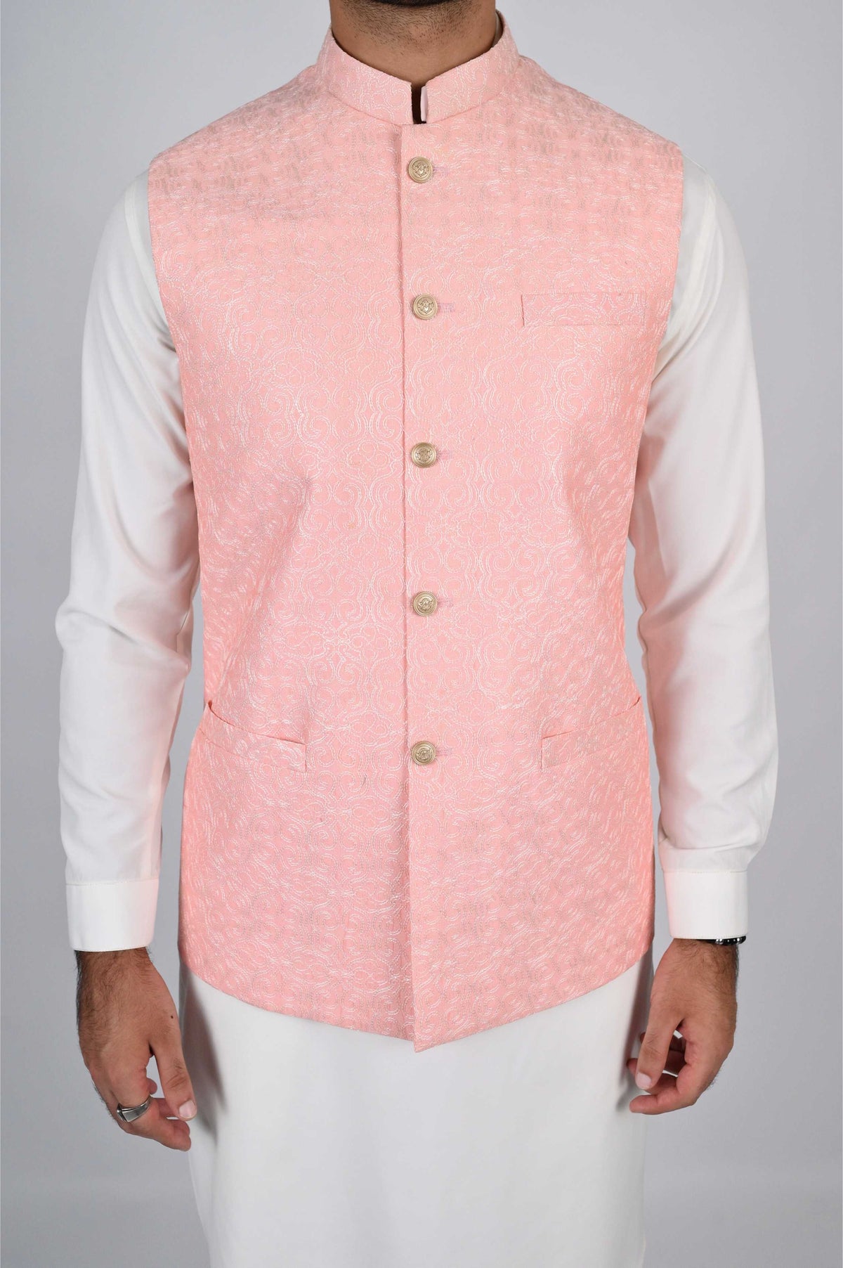 Pink Waistcoat by Crocfit Bespoke, Karachi – view 5