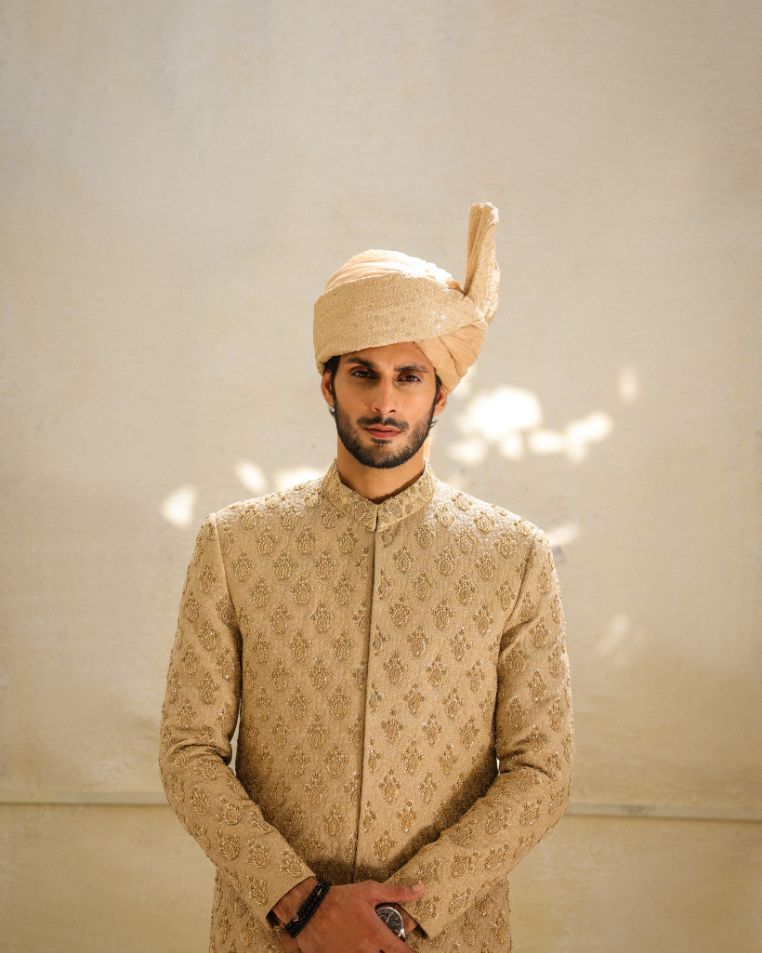 Golden Majesty Embroidered Sherwani