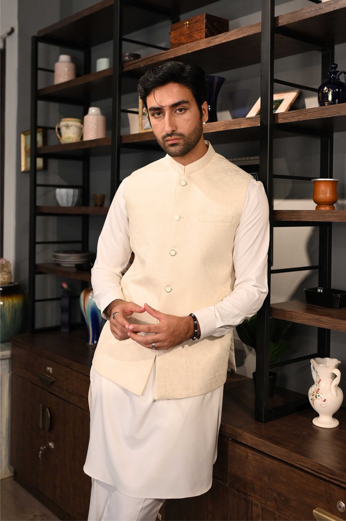 Vanilla Waistcoat by Crocfit Bespoke, Karachi – view 2
