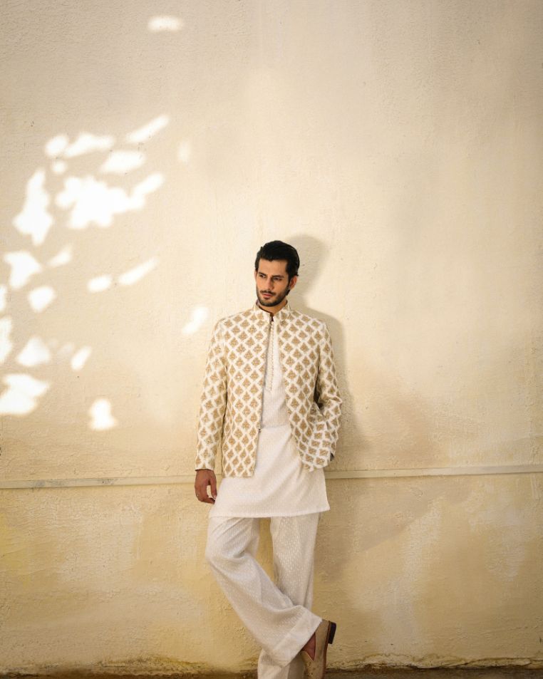 Royal Ivory Gold Embroidered Prince Coat