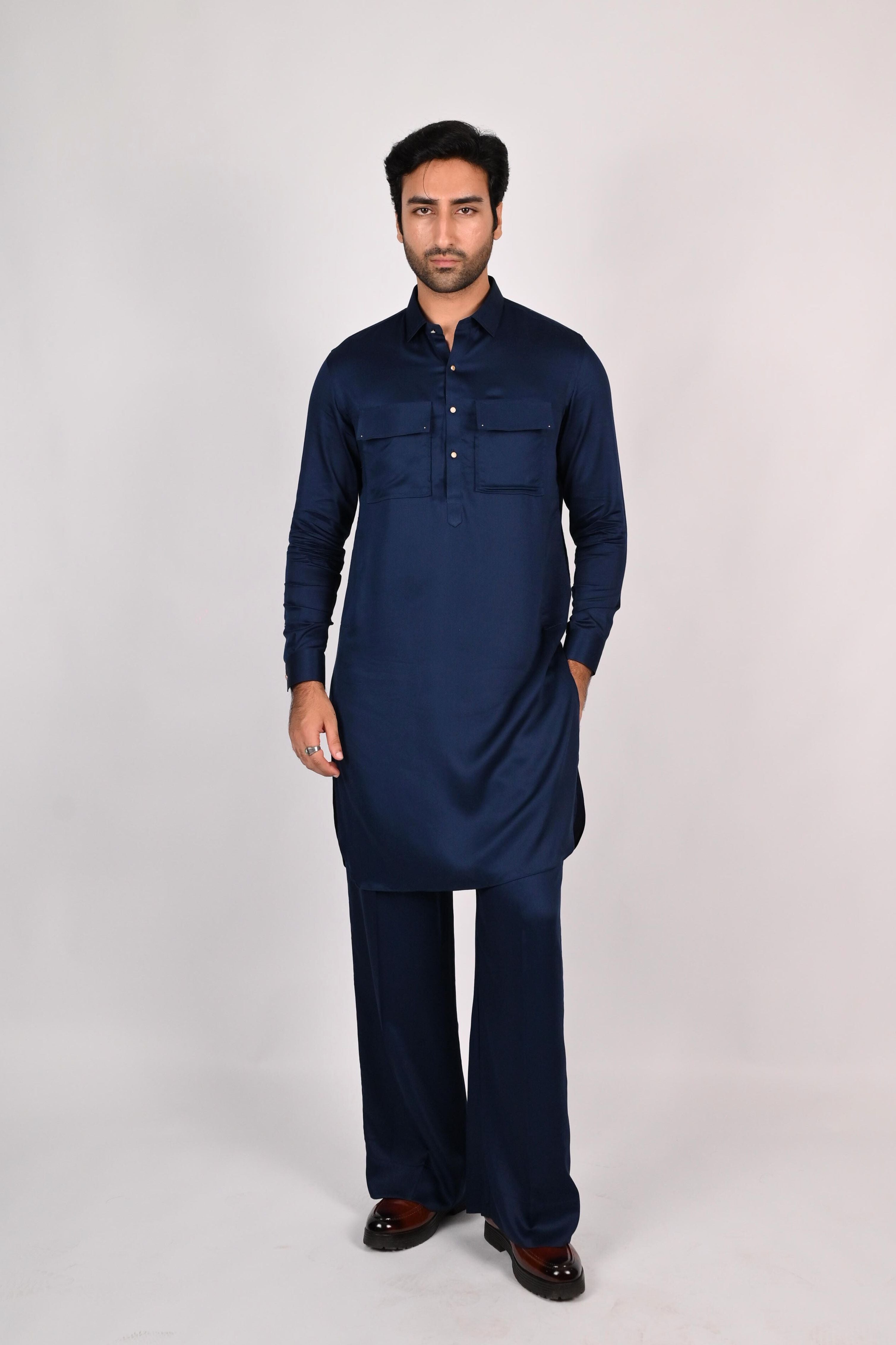 Navy Blue Farshi