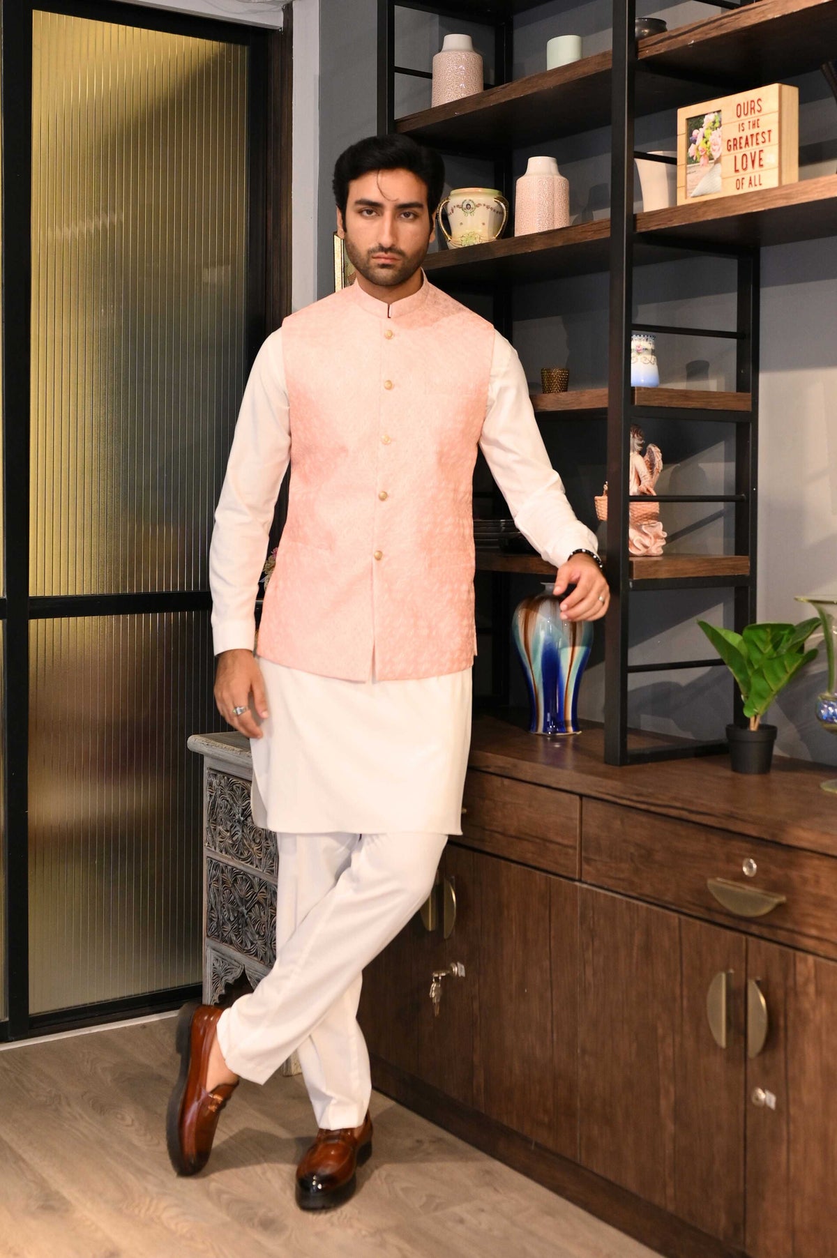 Pink Waistcoat by Crocfit Bespoke, Karachi – view 3