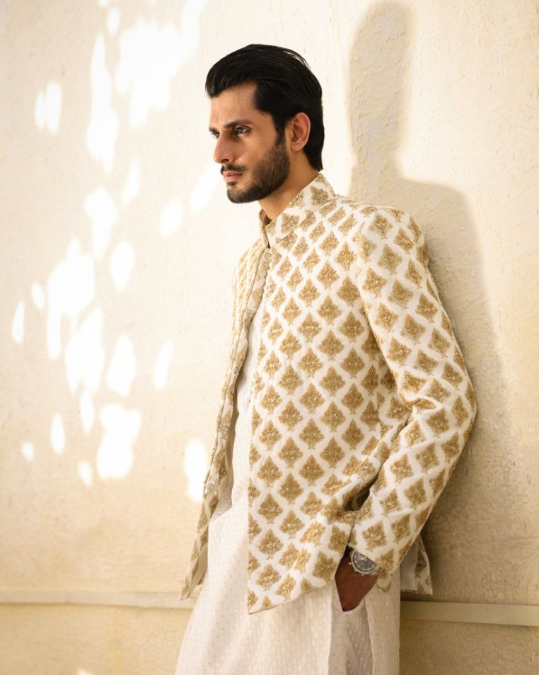 Royal Ivory Gold Embroidered Prince Coat