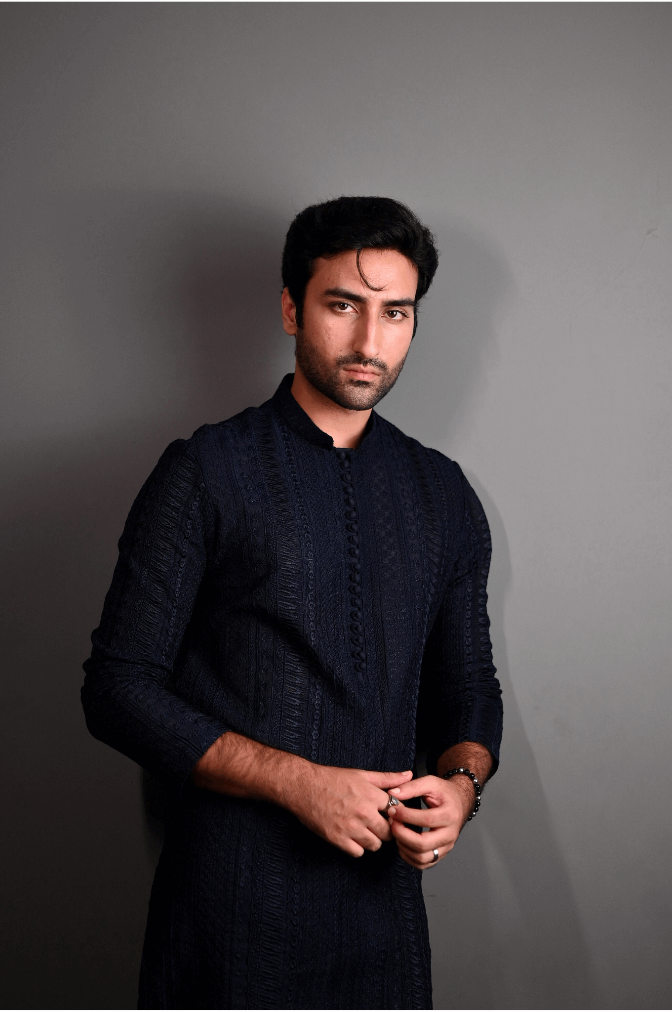Dark Blue Fully Embroidered Kurta Pajama
