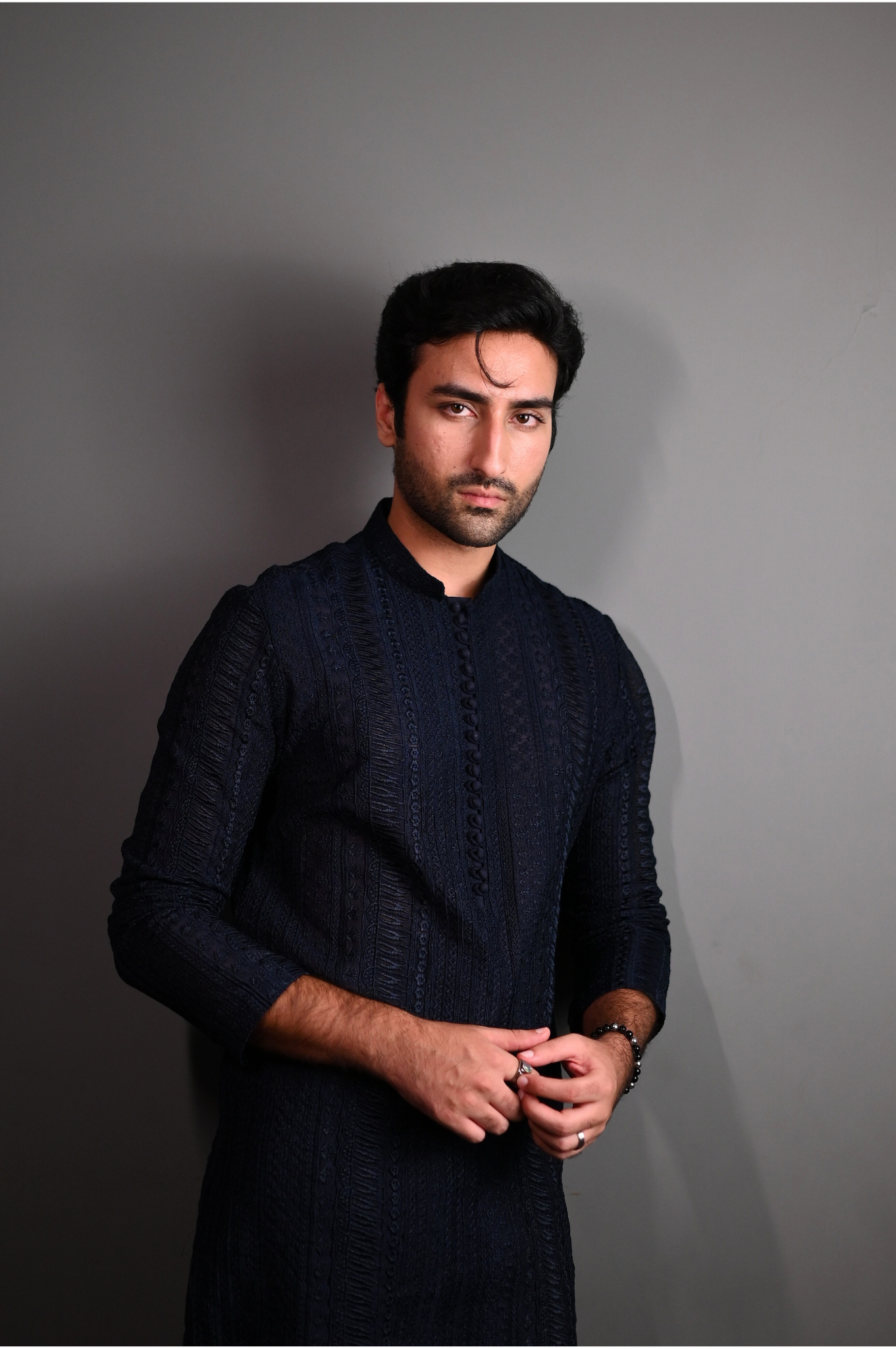 Dark Blue Fully Embroidered Kurta Pajama