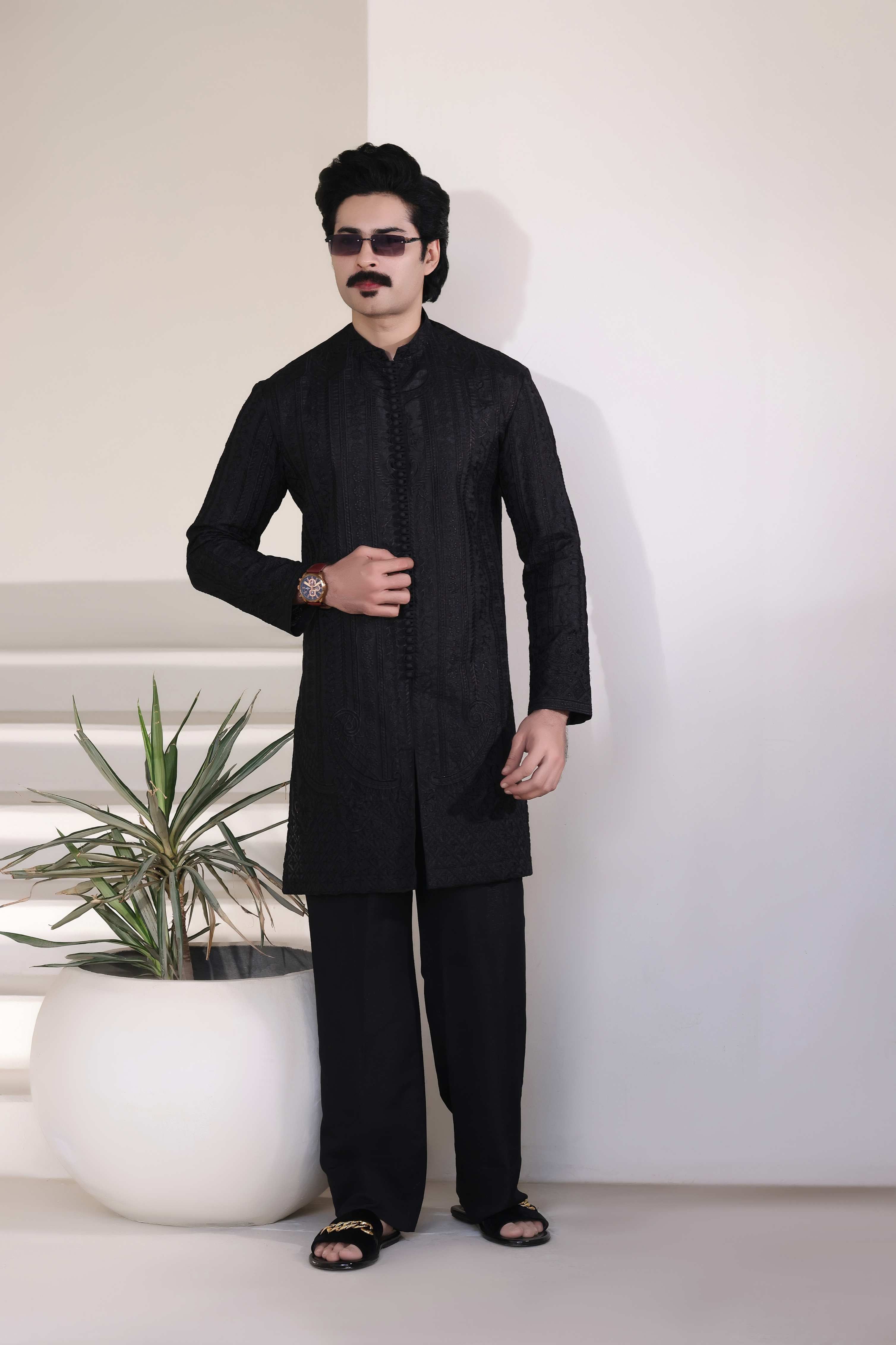 Black Embroidered Kurta Pajama