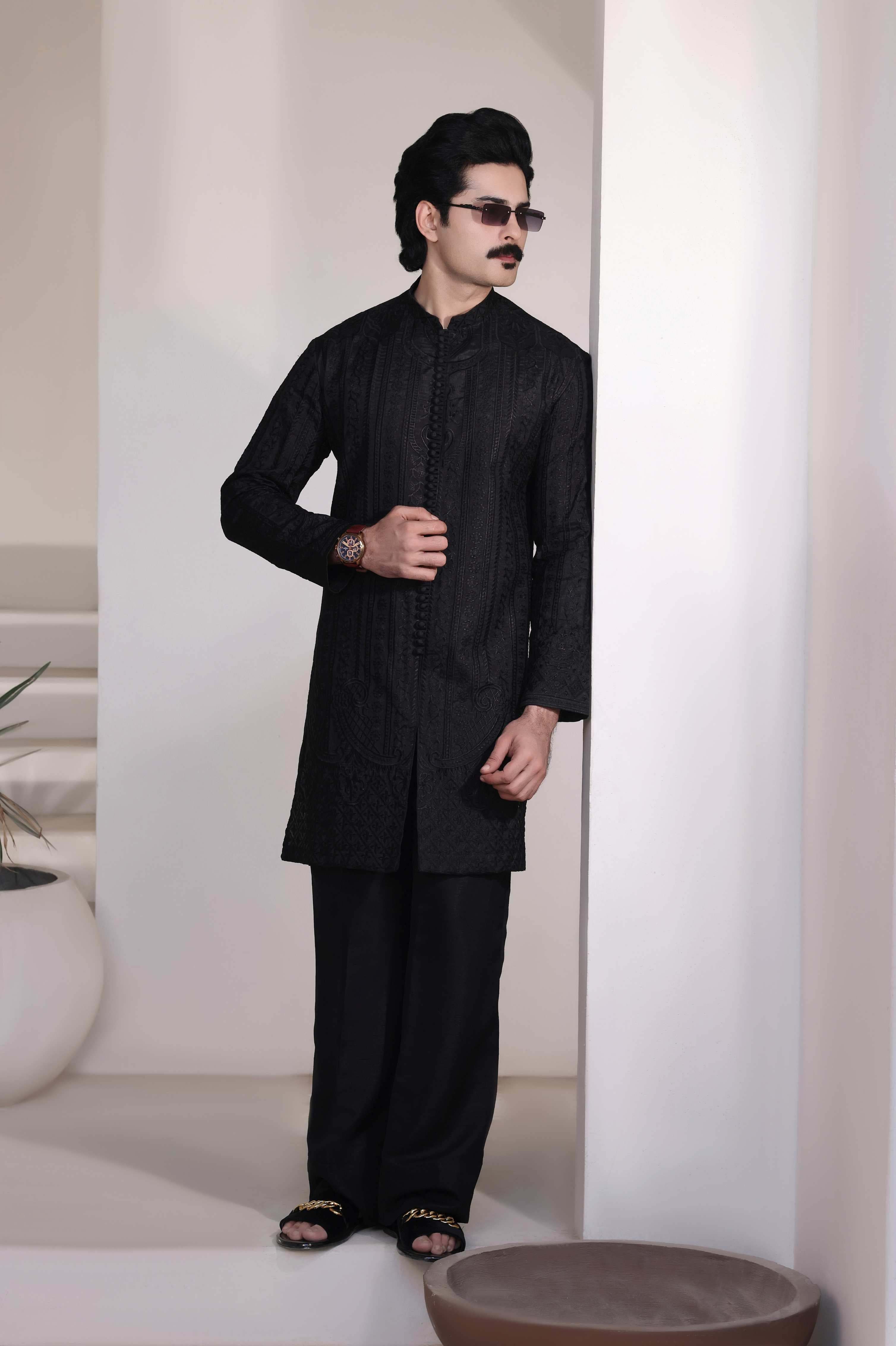 Black Embroidered Kurta Pajama
