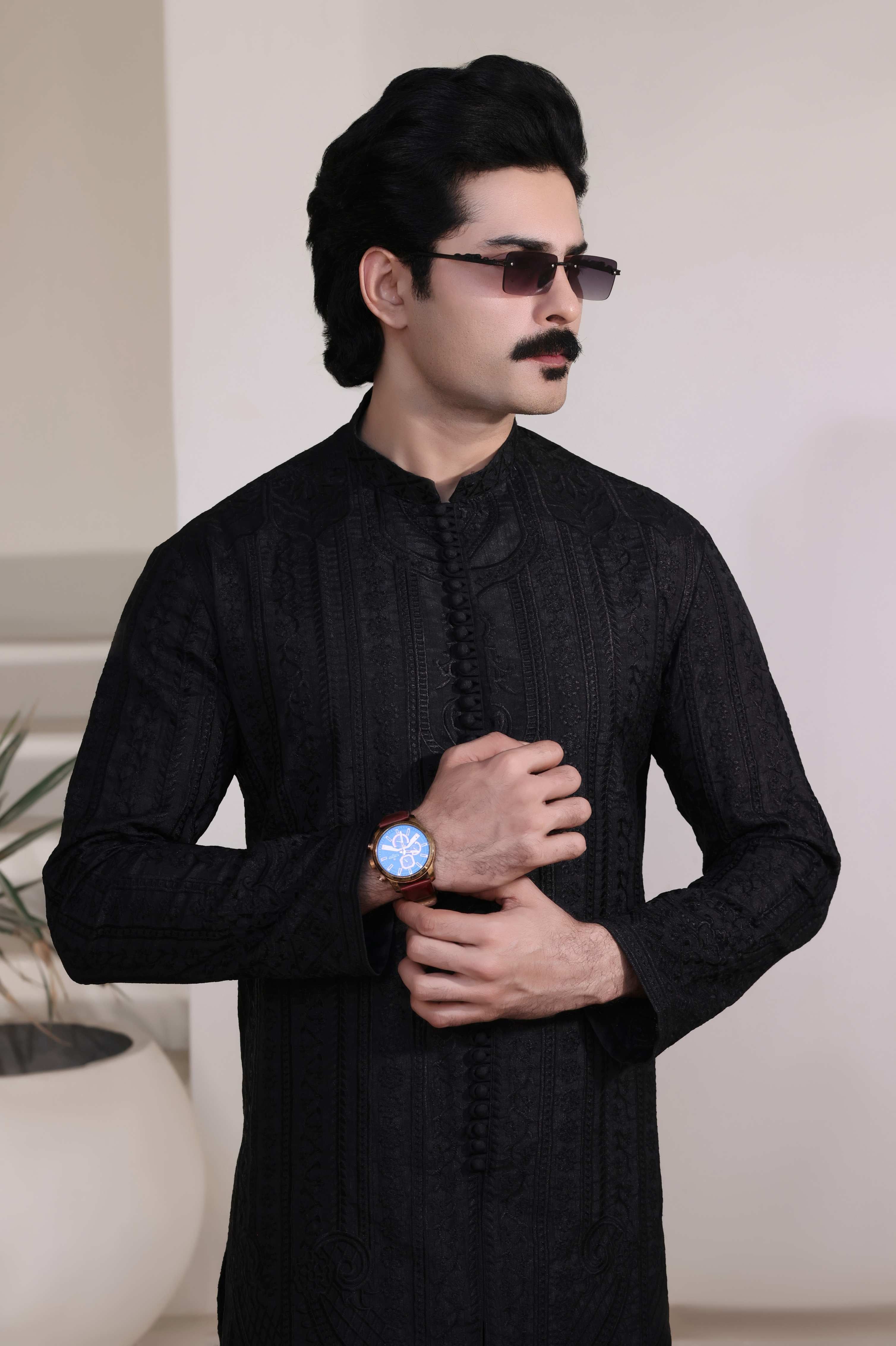 Black Embroidered Kurta Pajama