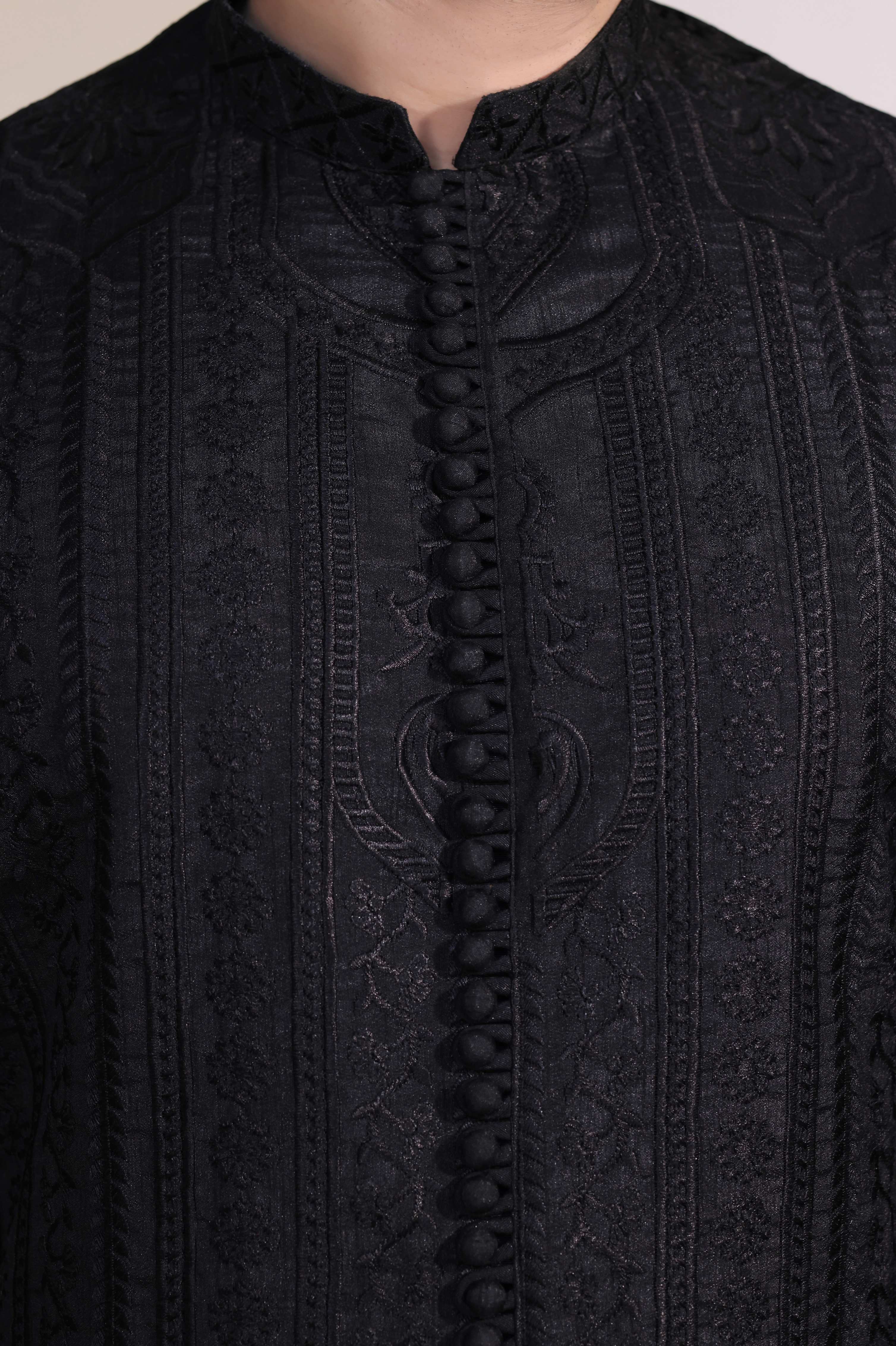 Black Embroidered Kurta Pajama