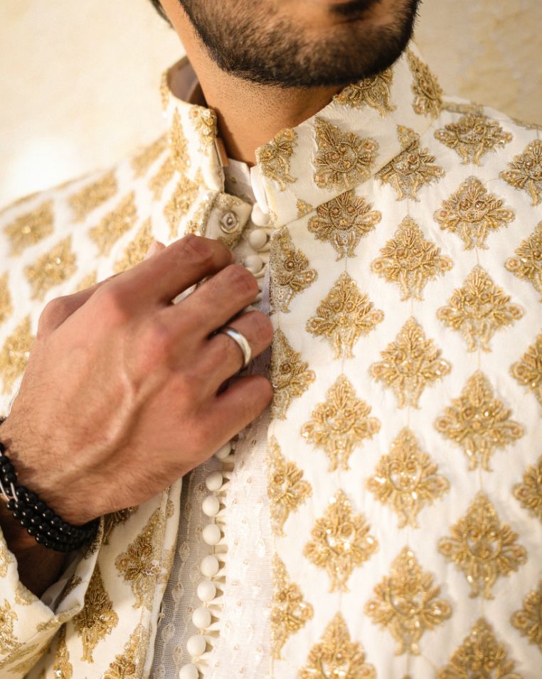 Royal Ivory Gold Embroidered Prince Coat