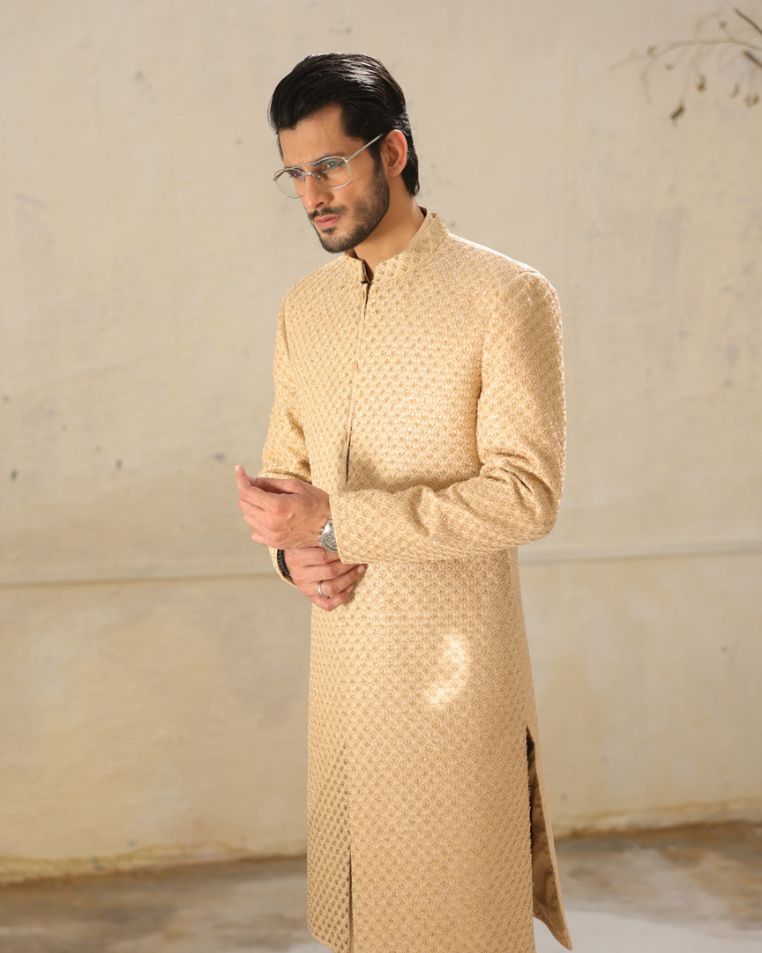 Sandstone Sherwani by Crocfit Bespoke, Karachi