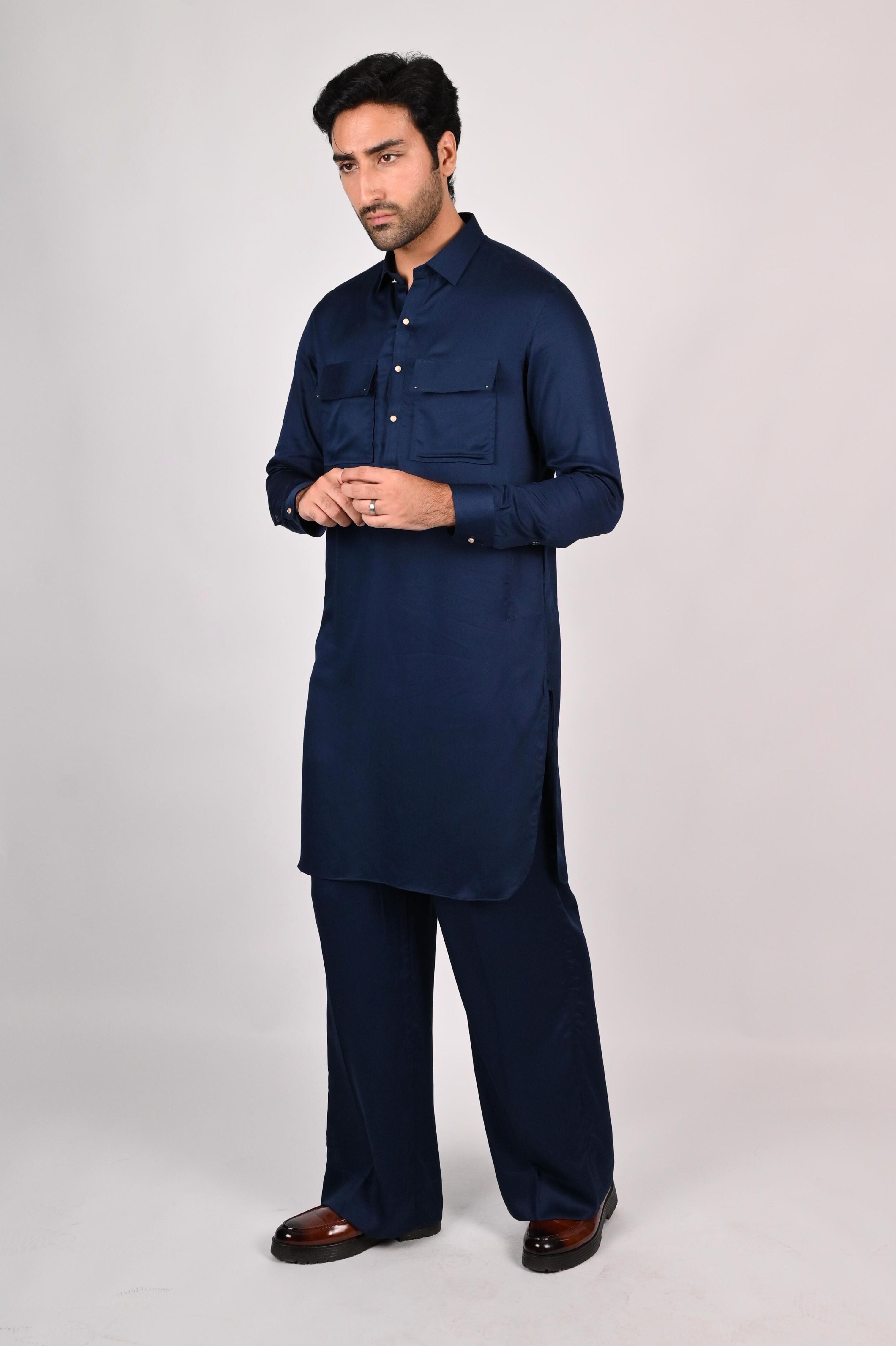 Navy Blue Farshi