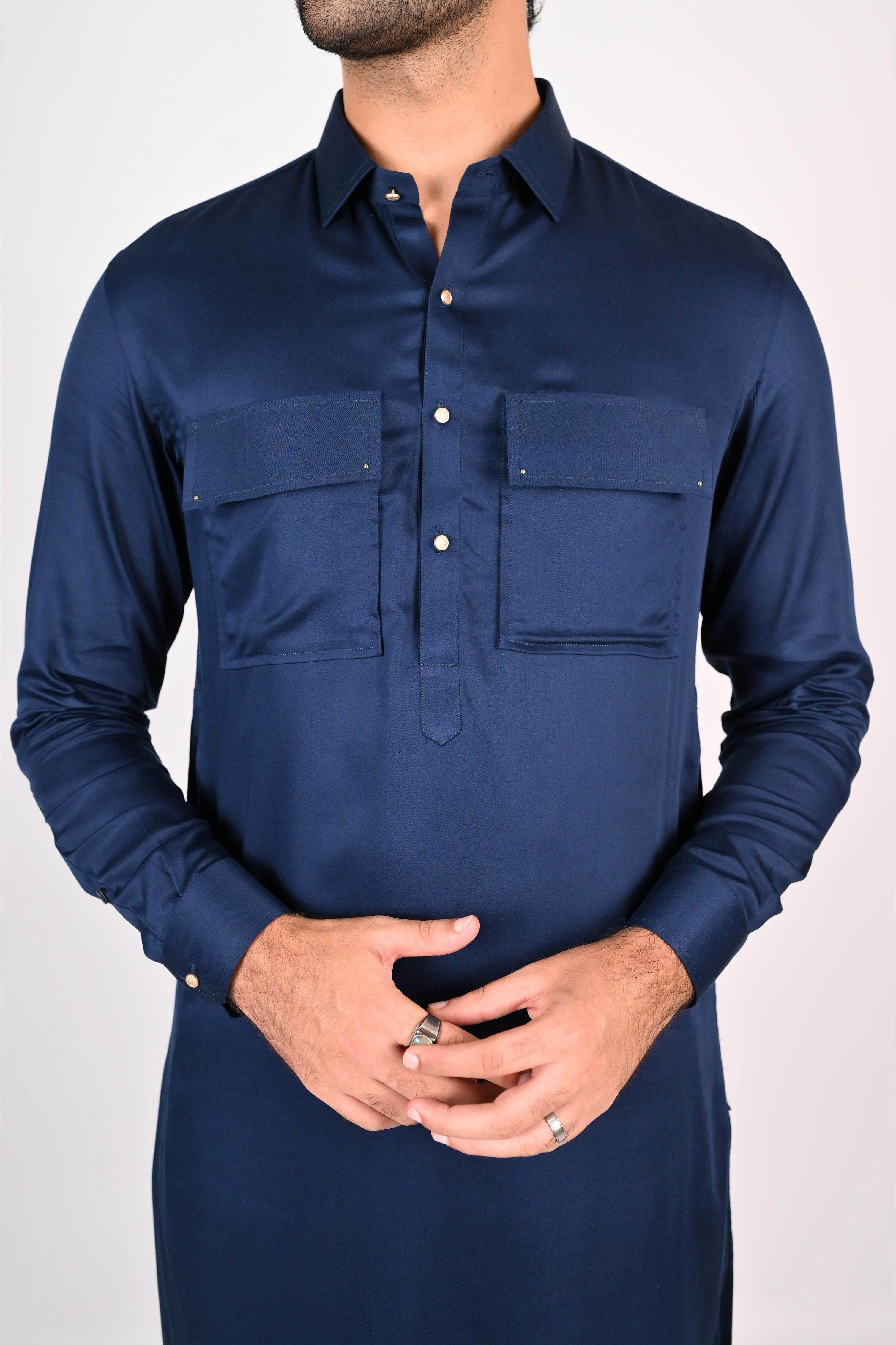 Navy Blue Farshi