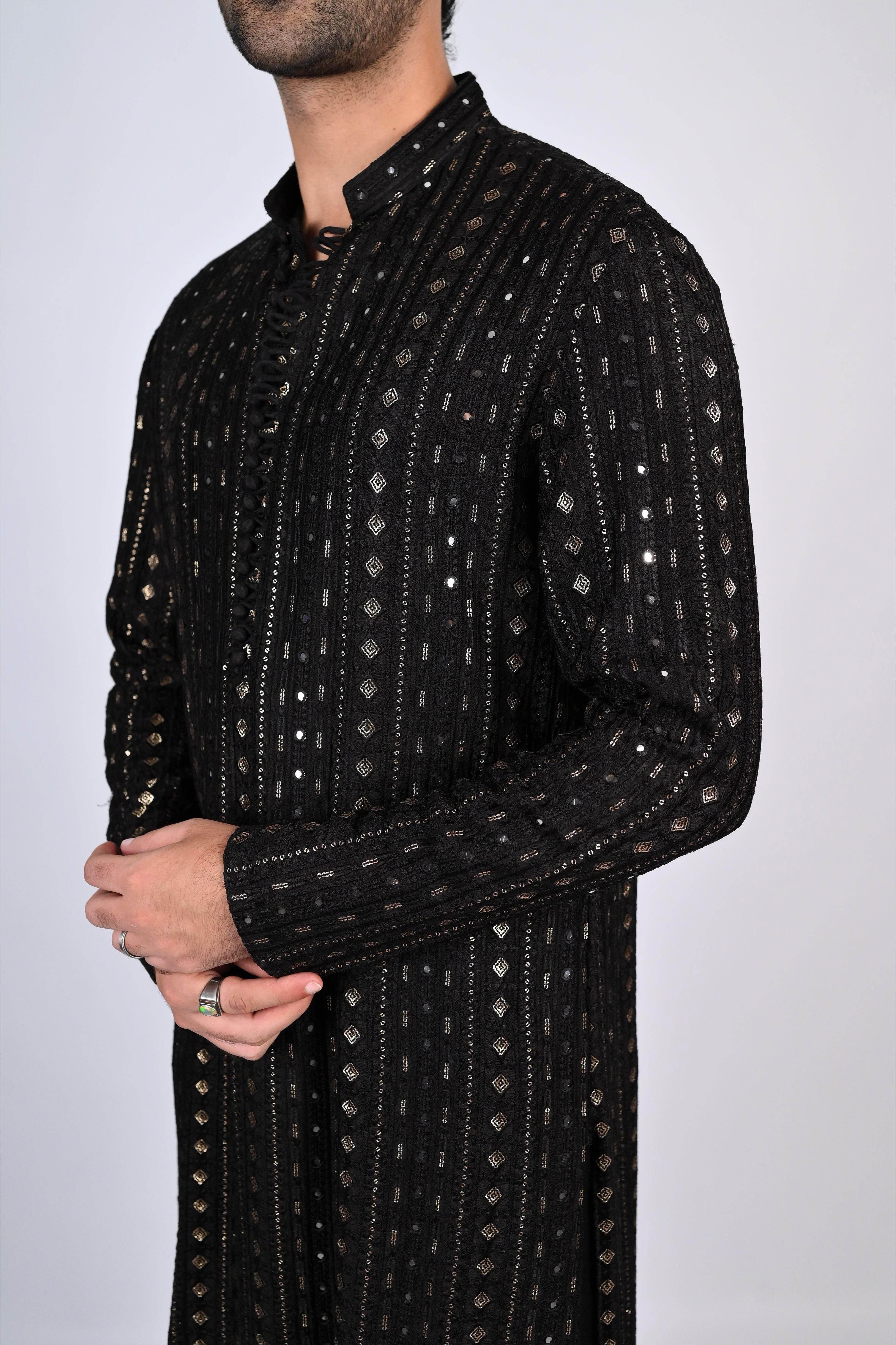 Black Embroidered Kurta Pajama
