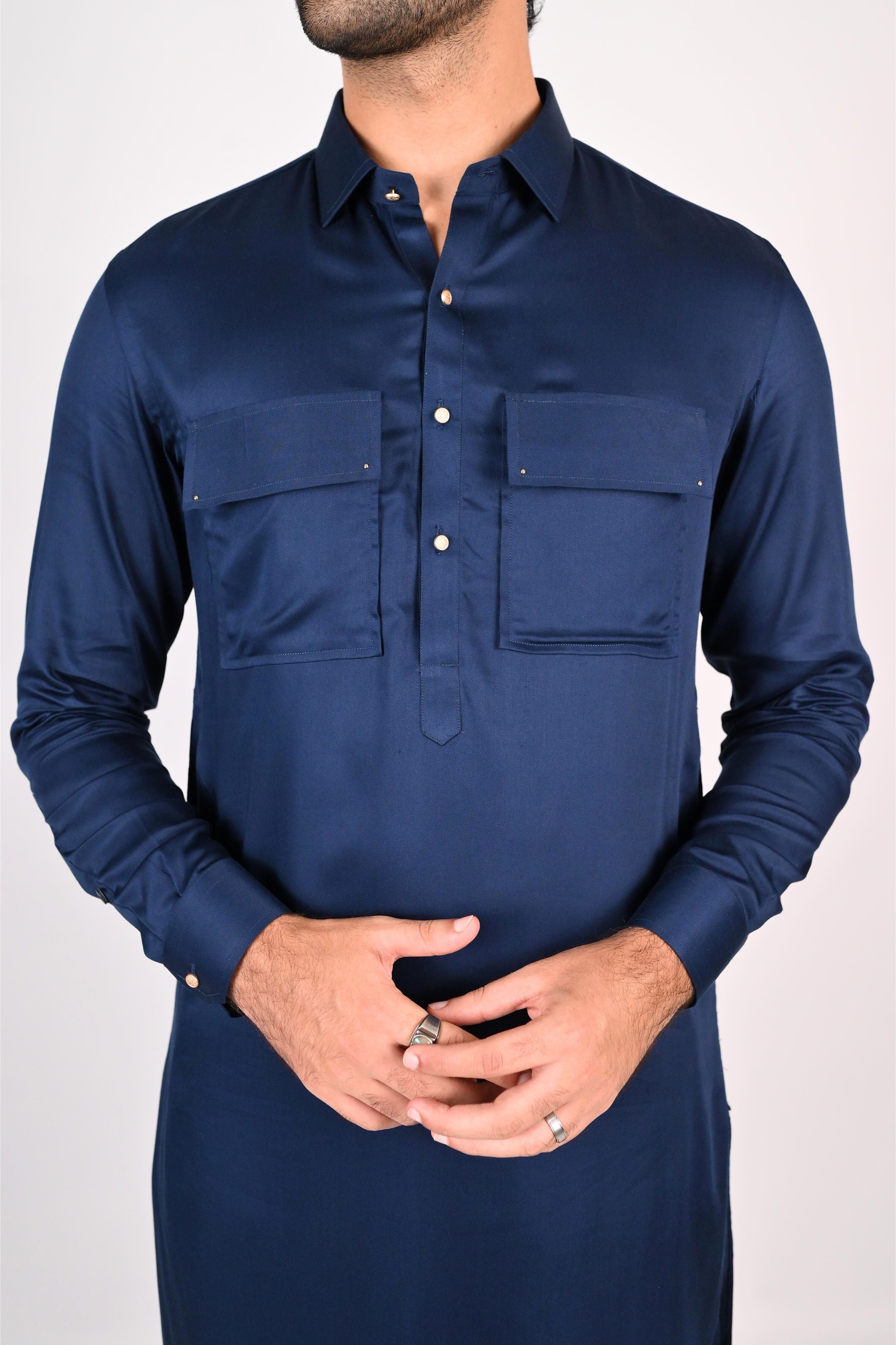Navy Blue Farshi