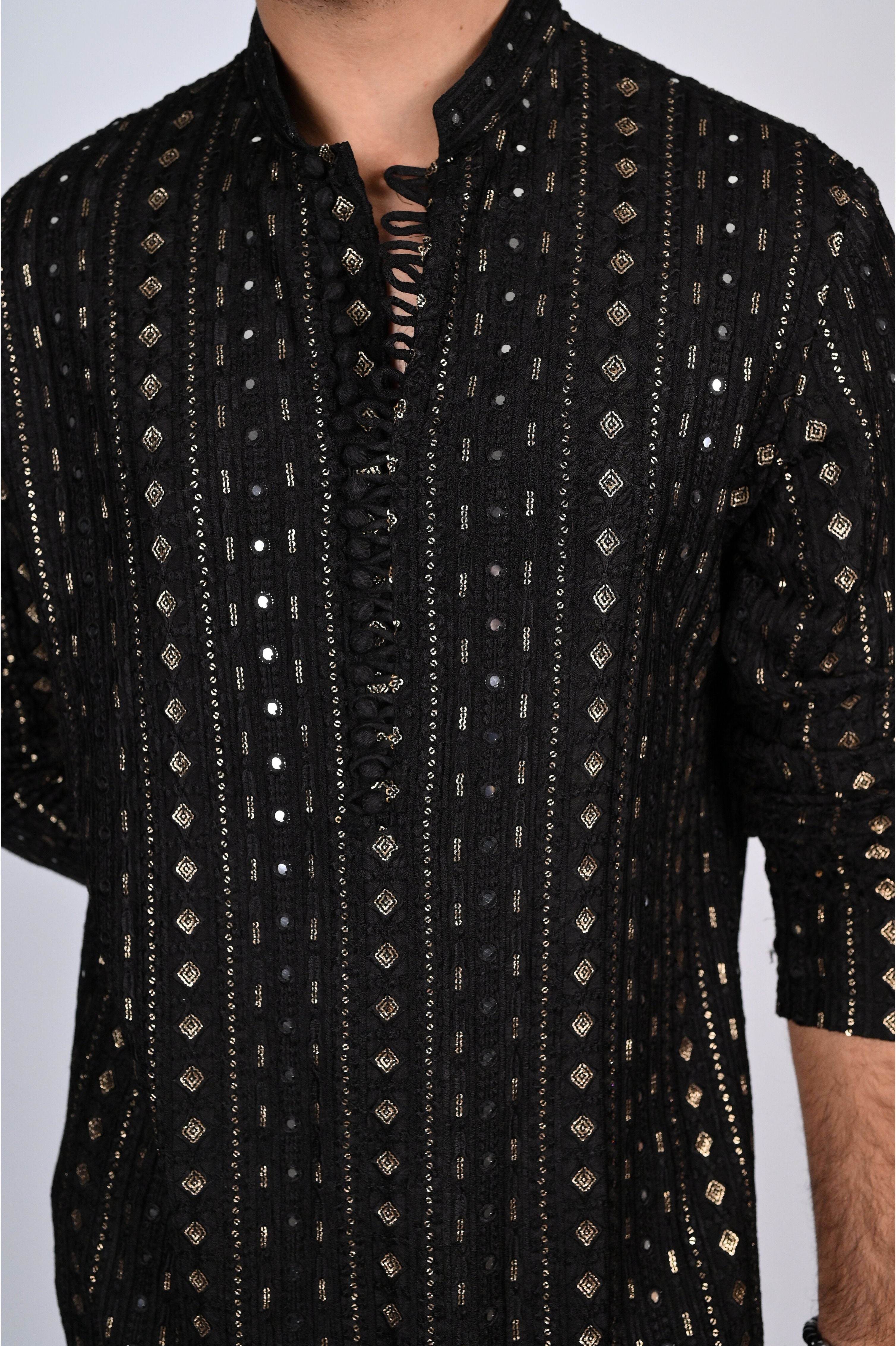 Black Embroidered Kurta Pajama