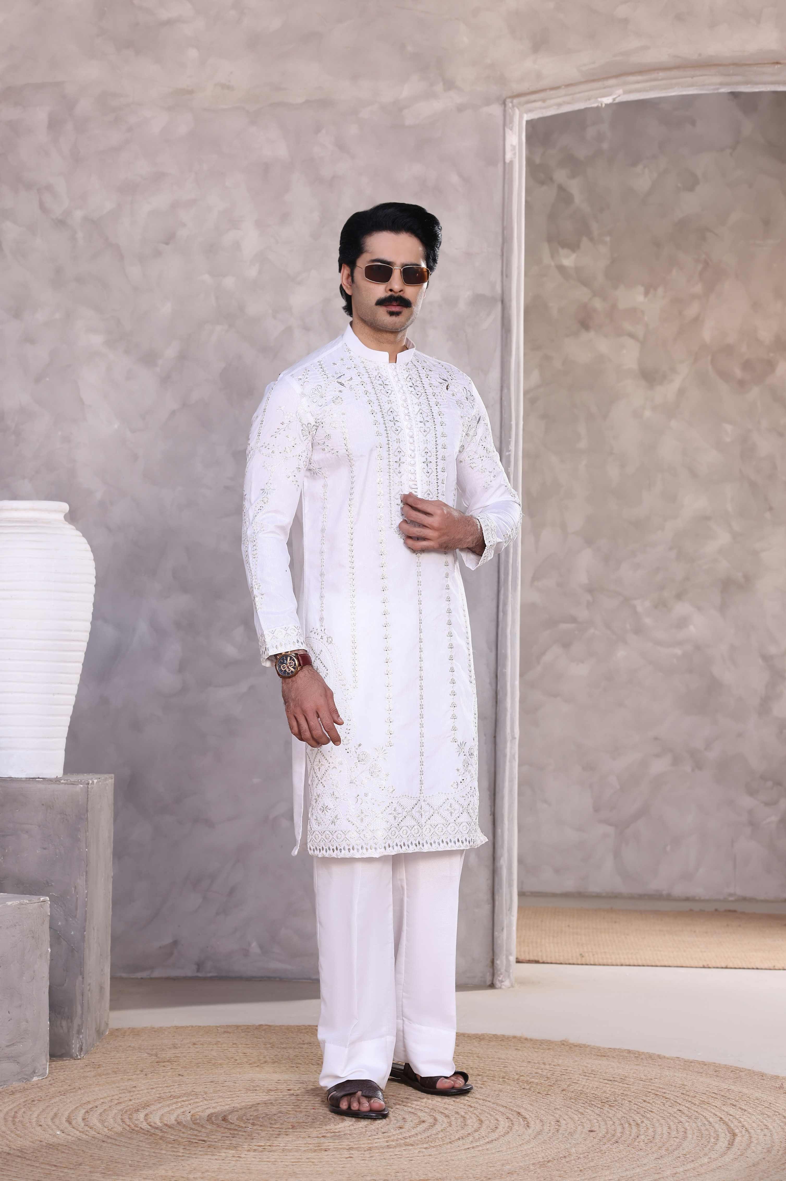 White Embroidered Kurta Pajama