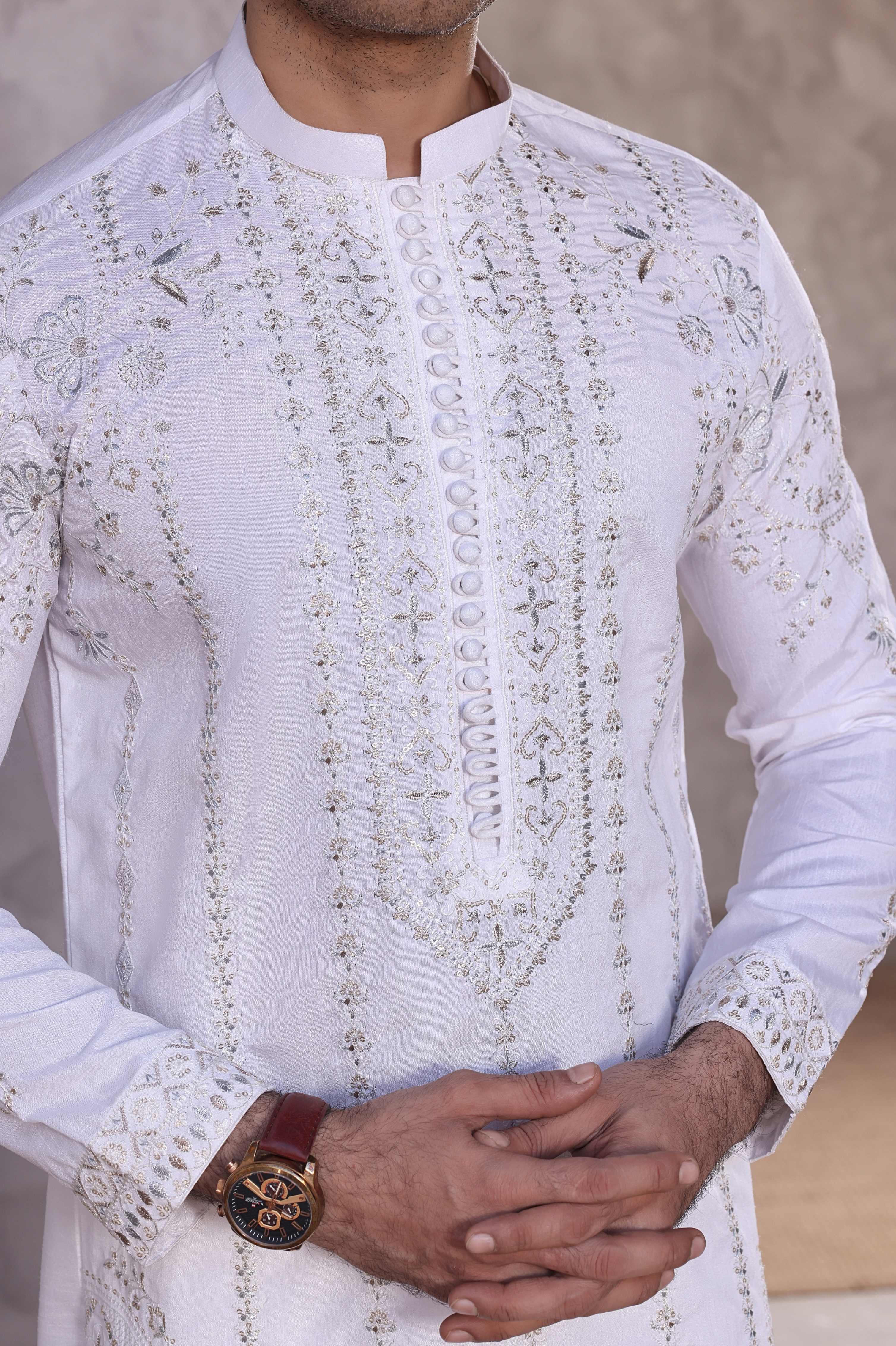 White Embroidered Kurta Pajama