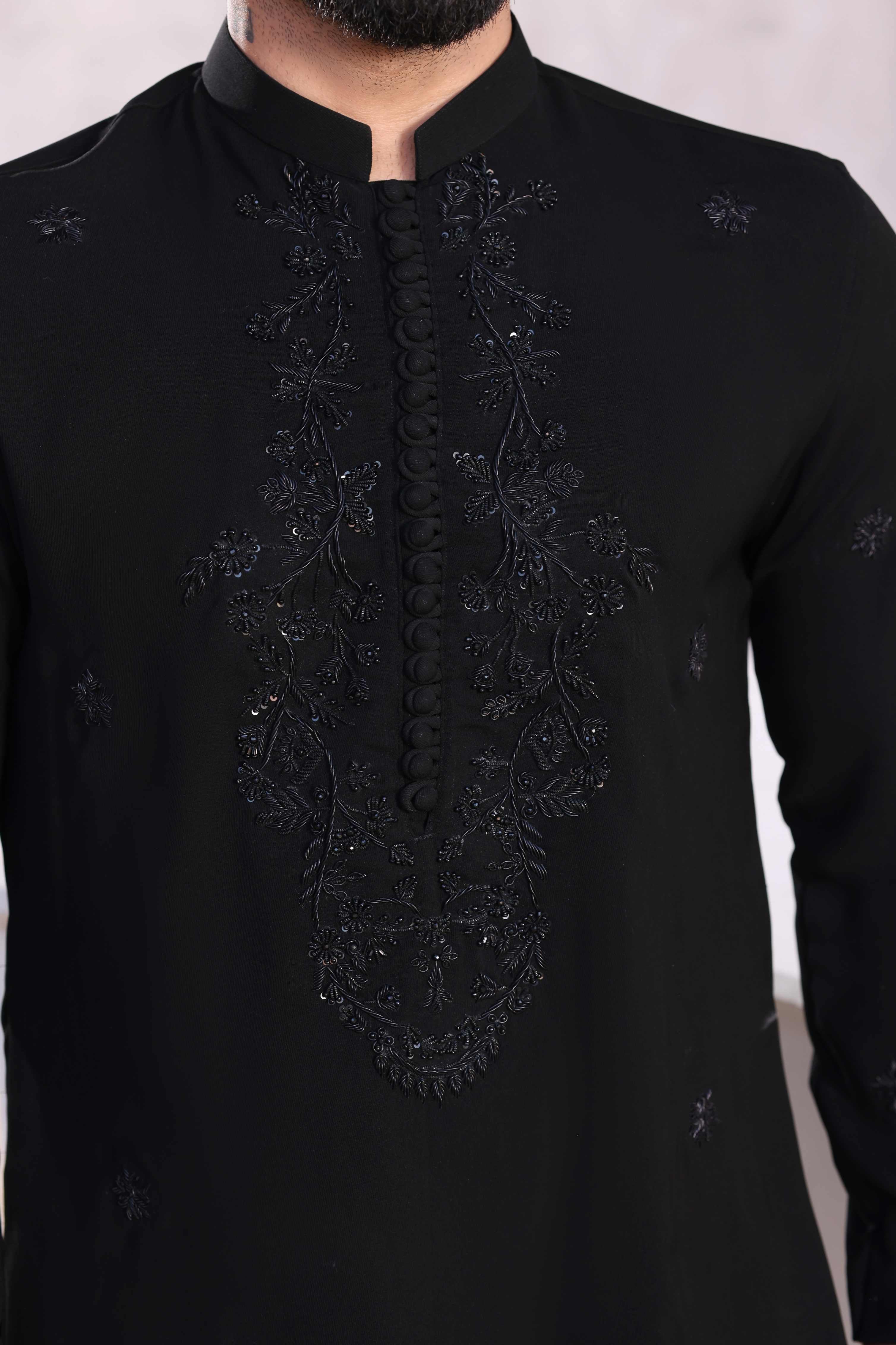Black Embroidered Kurta Pajama