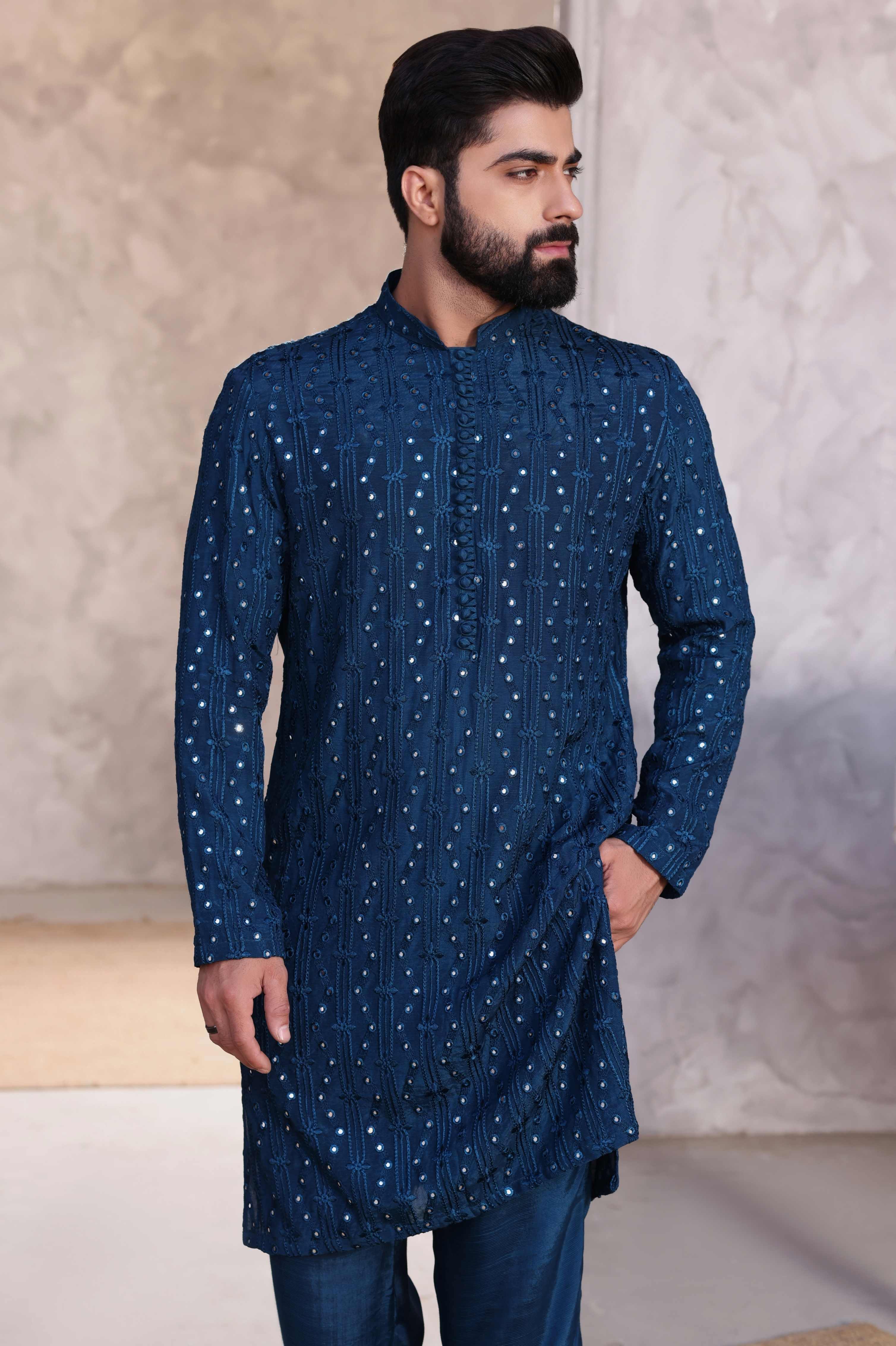 Blue Embroidered Kurta Pajama