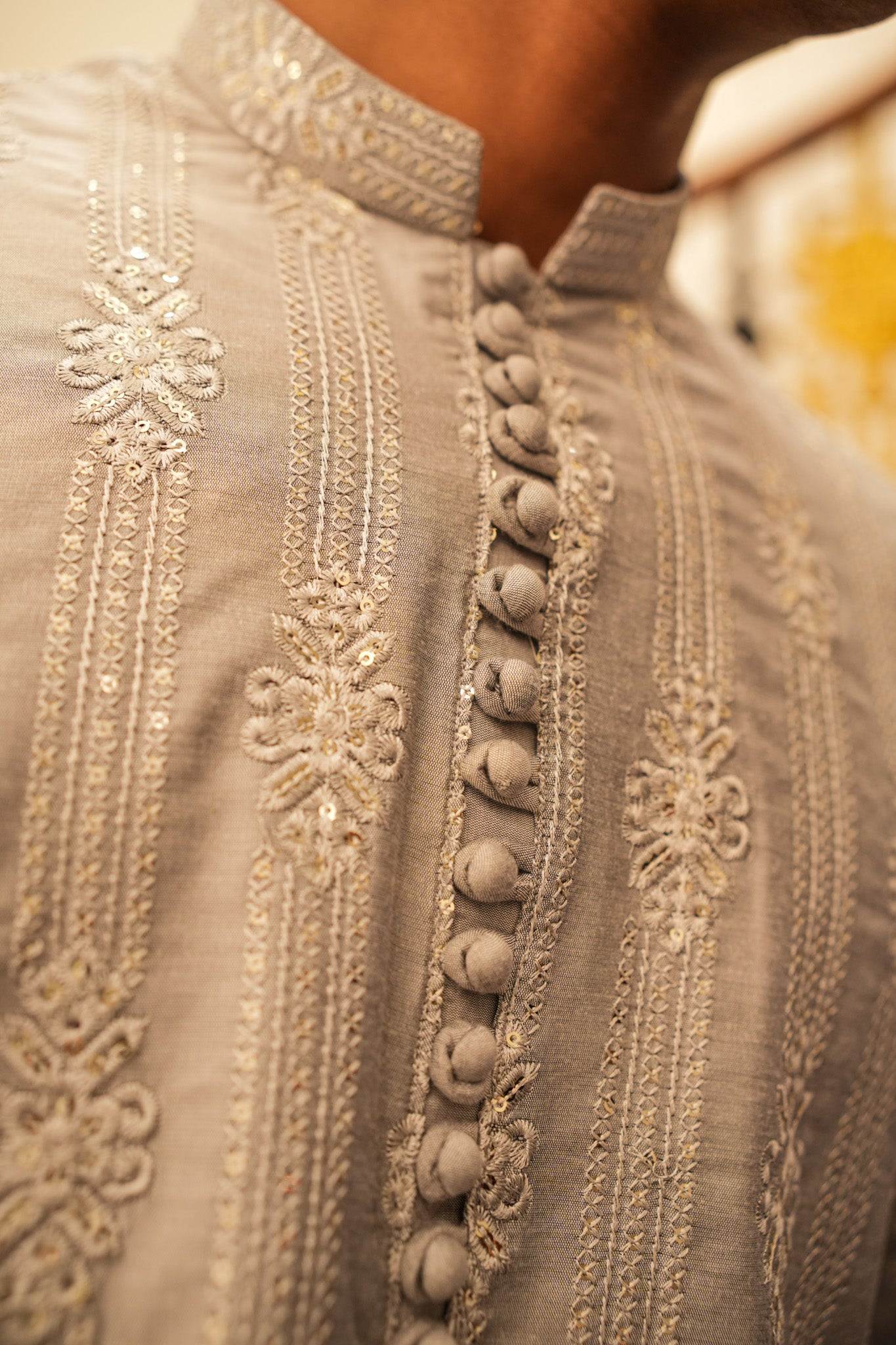 Light Grey Full Embroidered Kurta Pajama