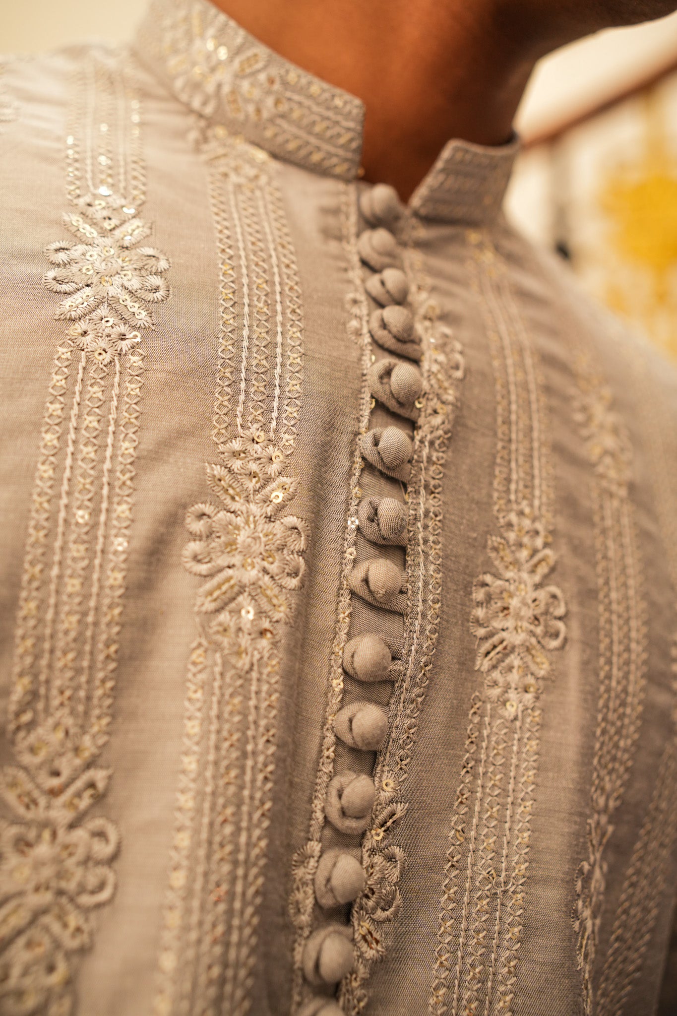 Light Grey Full Embroidered Kurta Pajama