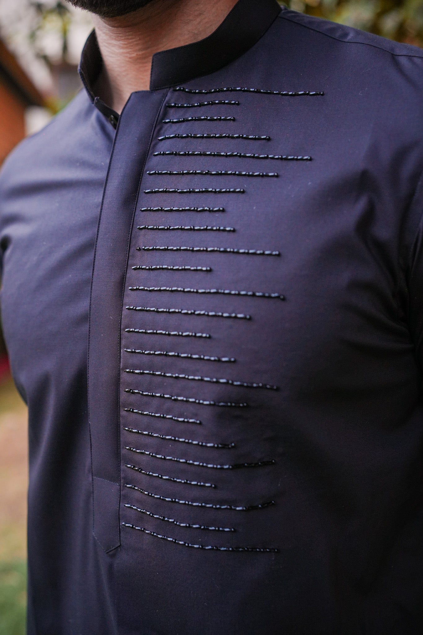 Black Neck Embroidered Kurta Pajama