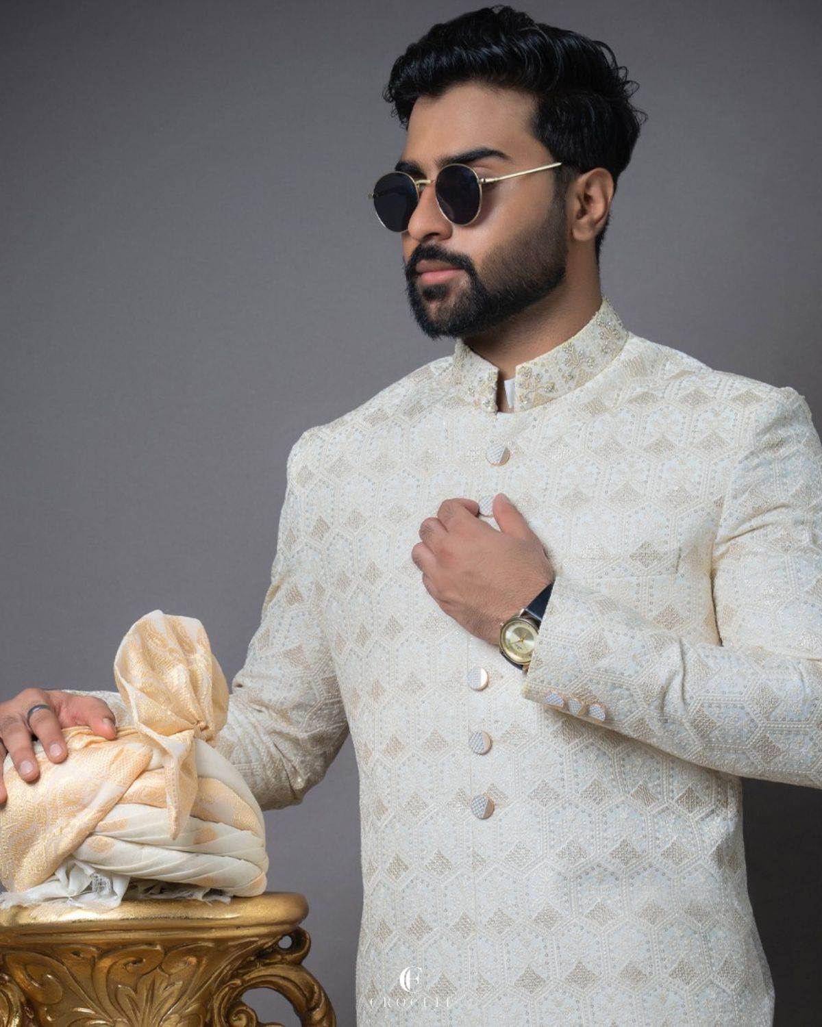 White Sherwani Complete Package