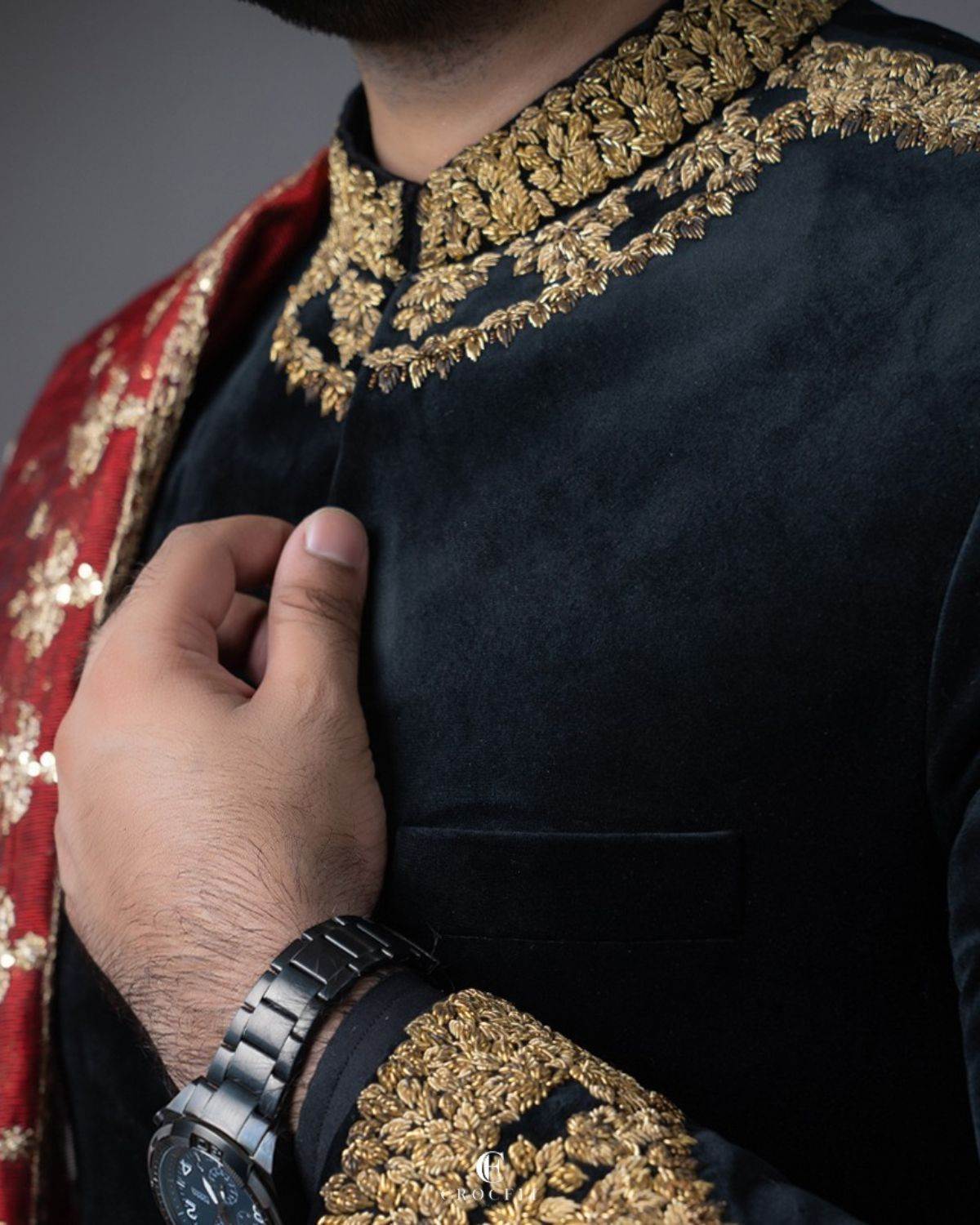 Black Sherwani Full Package