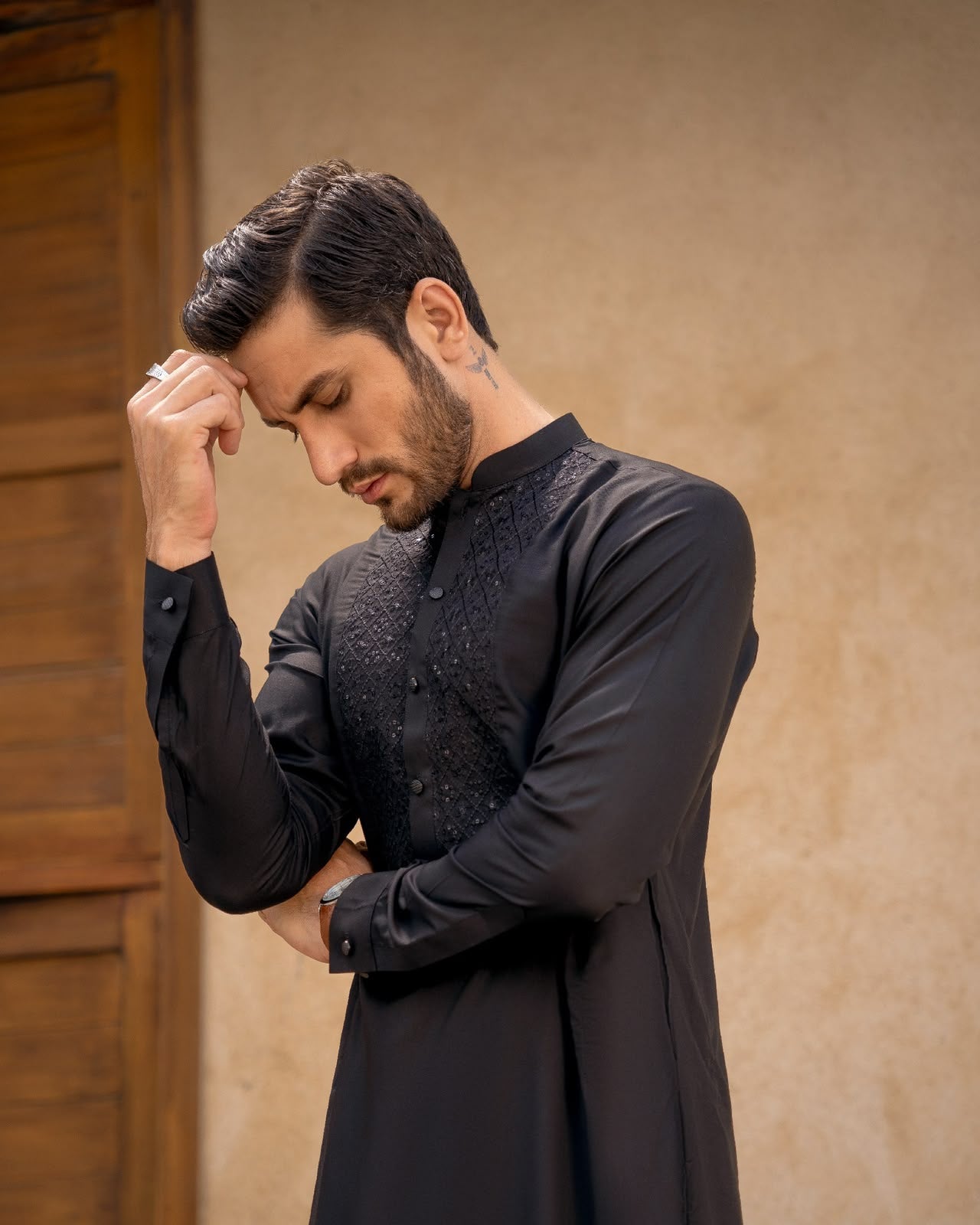The Black Embroidered Kurta Pajama