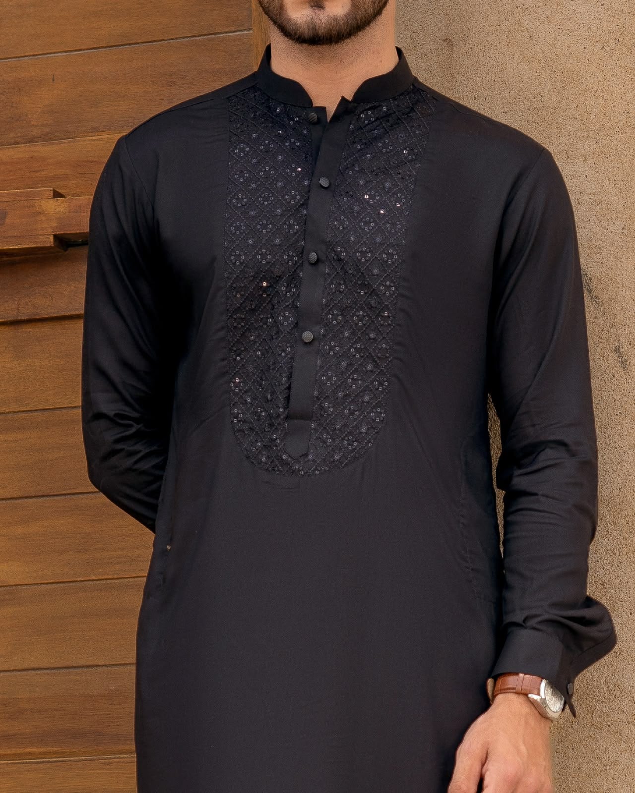 The Black Embroidered Kurta Pajama