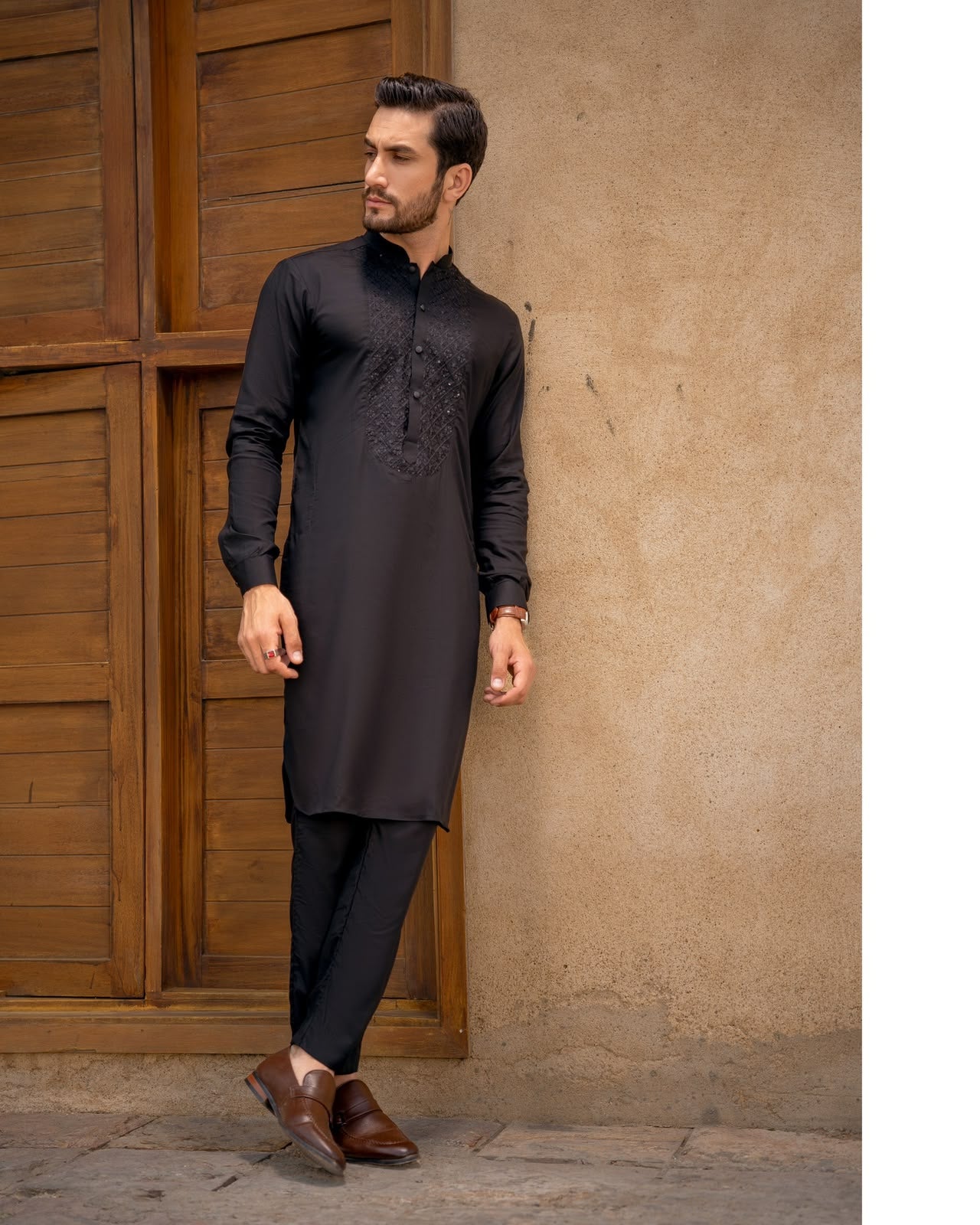 The Black Embroidered Kurta Pajama