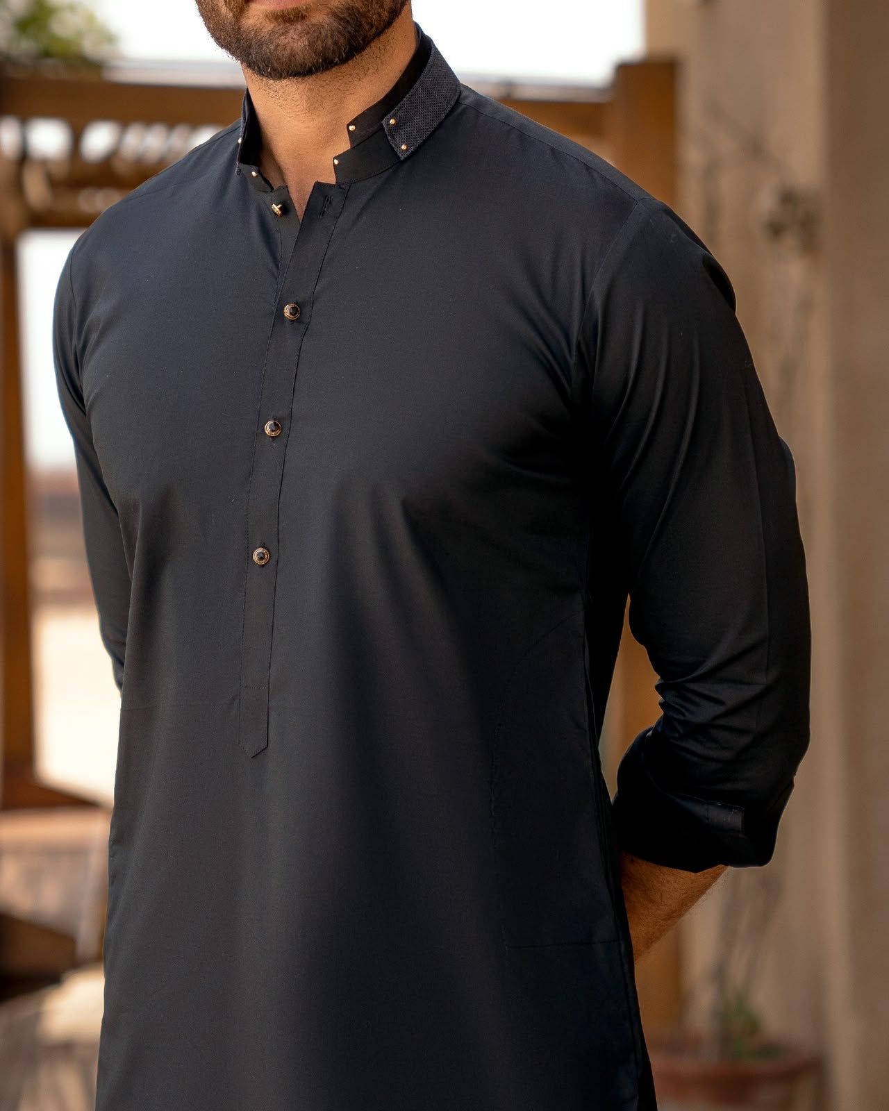 The Black Midnight Elegance Kurta Pajama