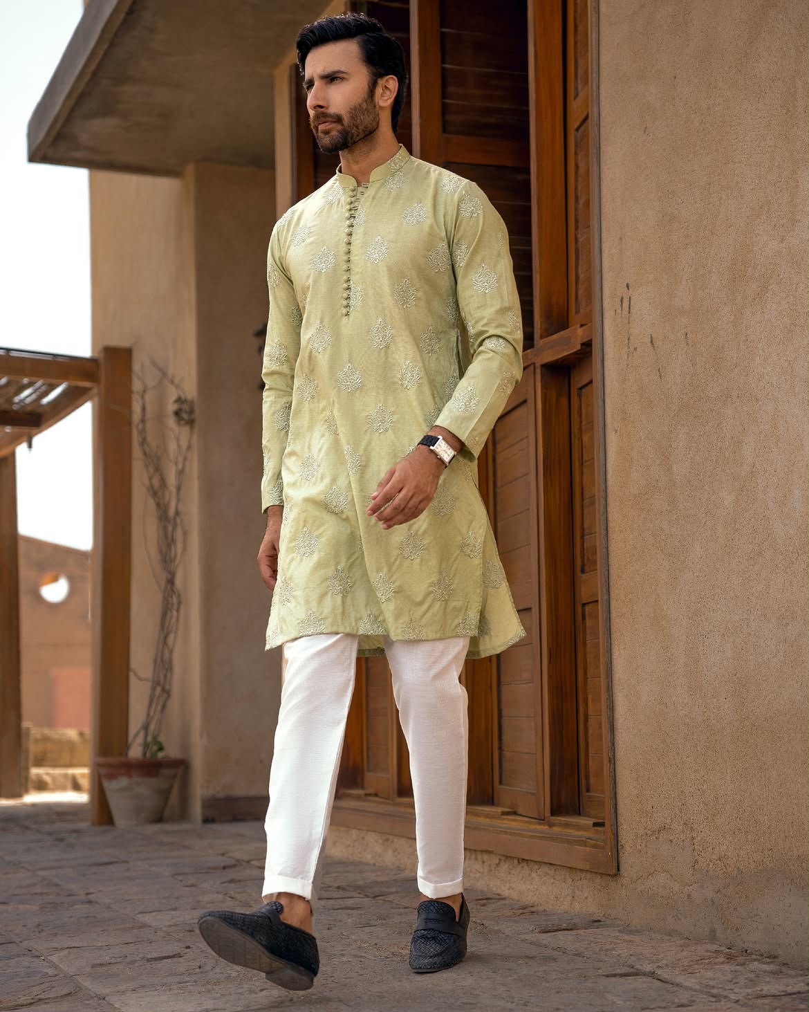 Sage Royale Kurta Pajama by Crocfit Bespoke, Karachi