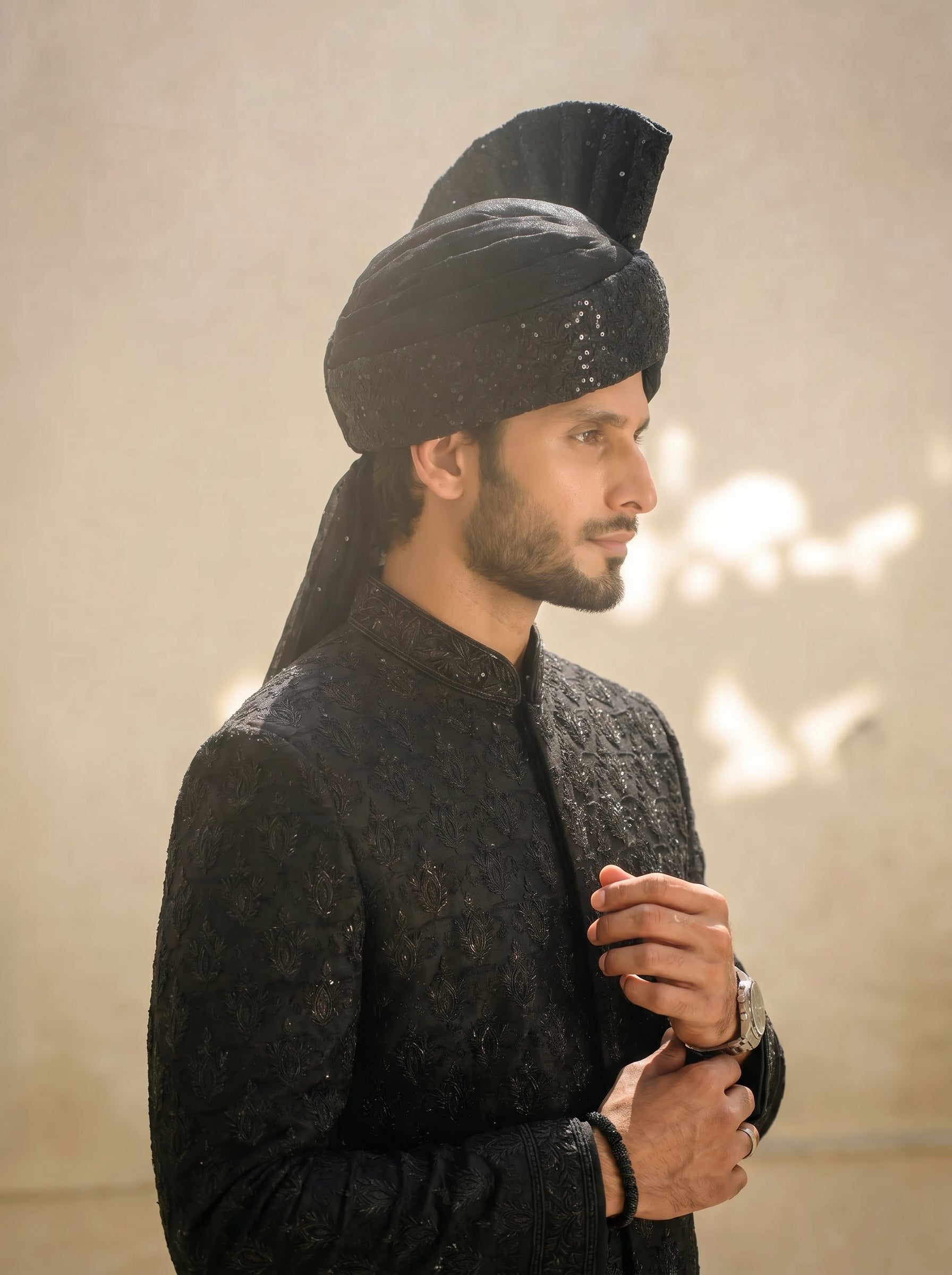 Black Majesty Embroidered Sherwani