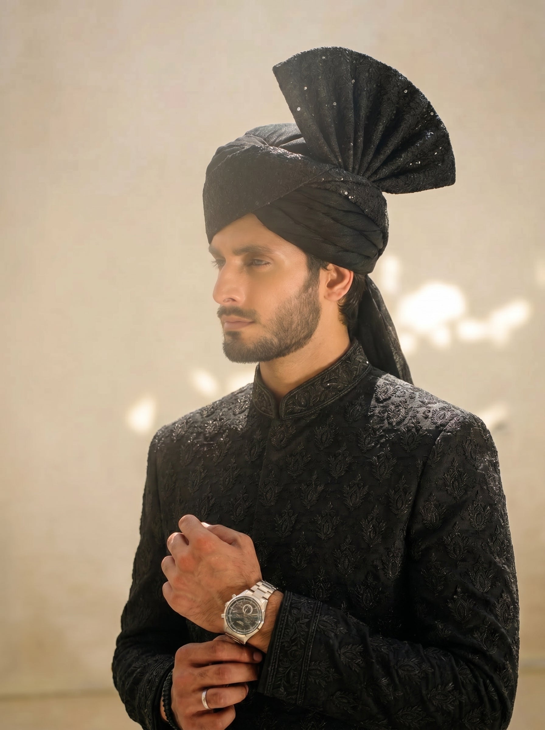 Black Majesty Embroidered Sherwani