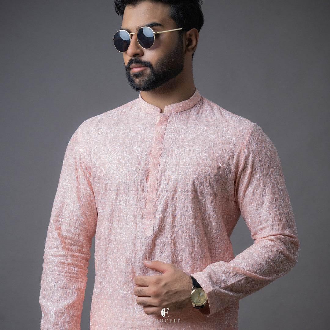 Pink Embroidered Kurta Pajama