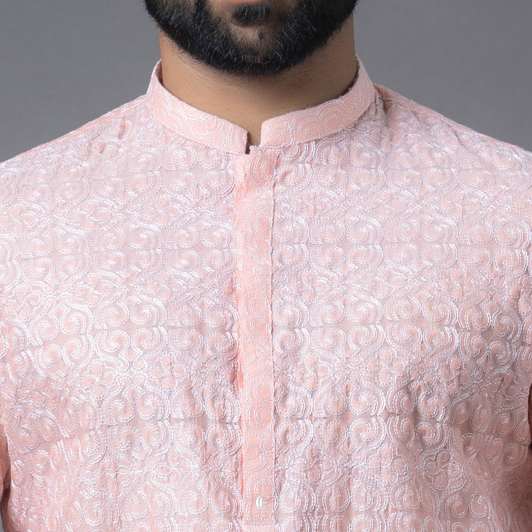 Pink Embroidered Kurta Pajama